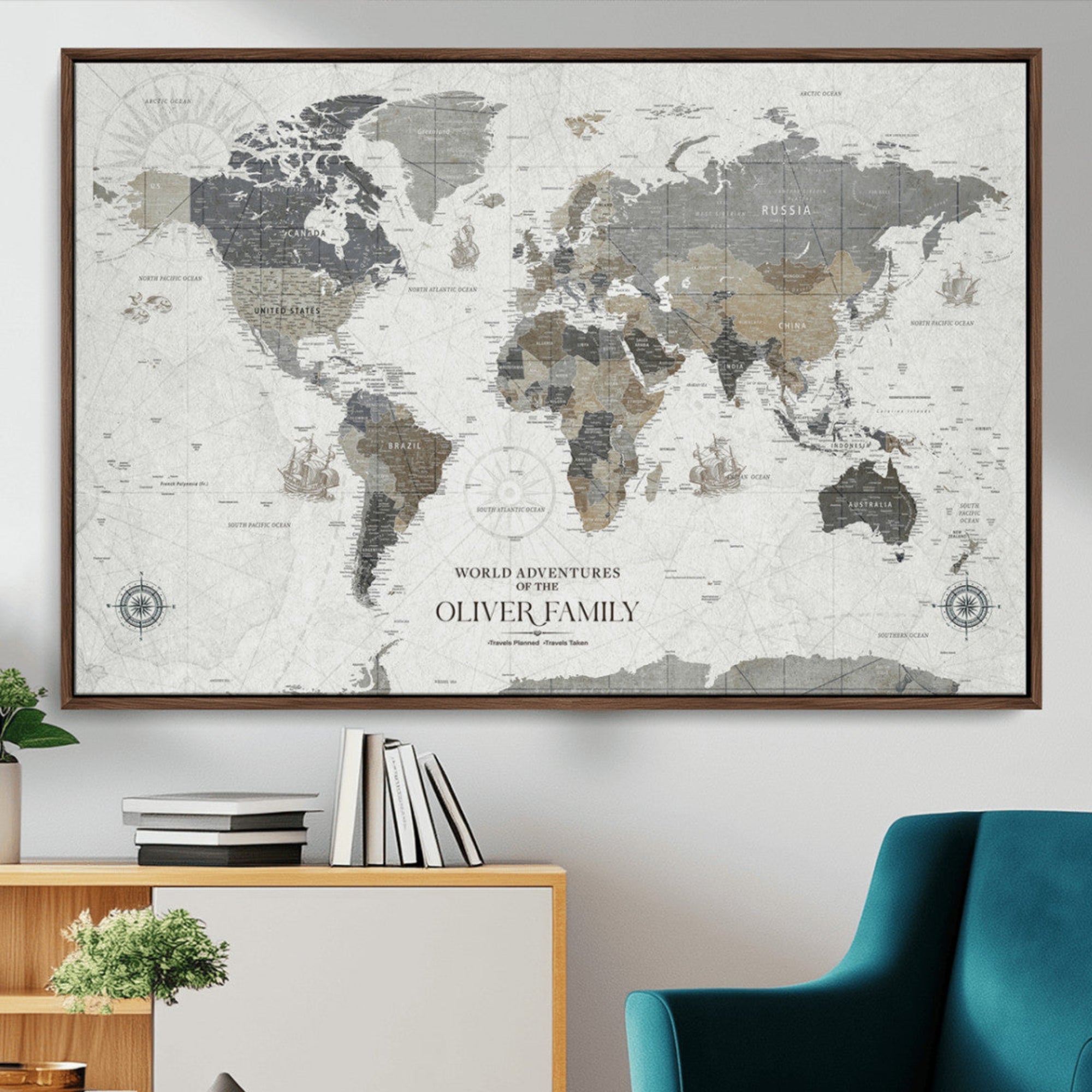 24596128-MGV-CV-36X24-Personalized Push Pin World Map Canvas – Custom Framed Travel Tracker Wall Art with Pins, for Study, Living Room, or Office