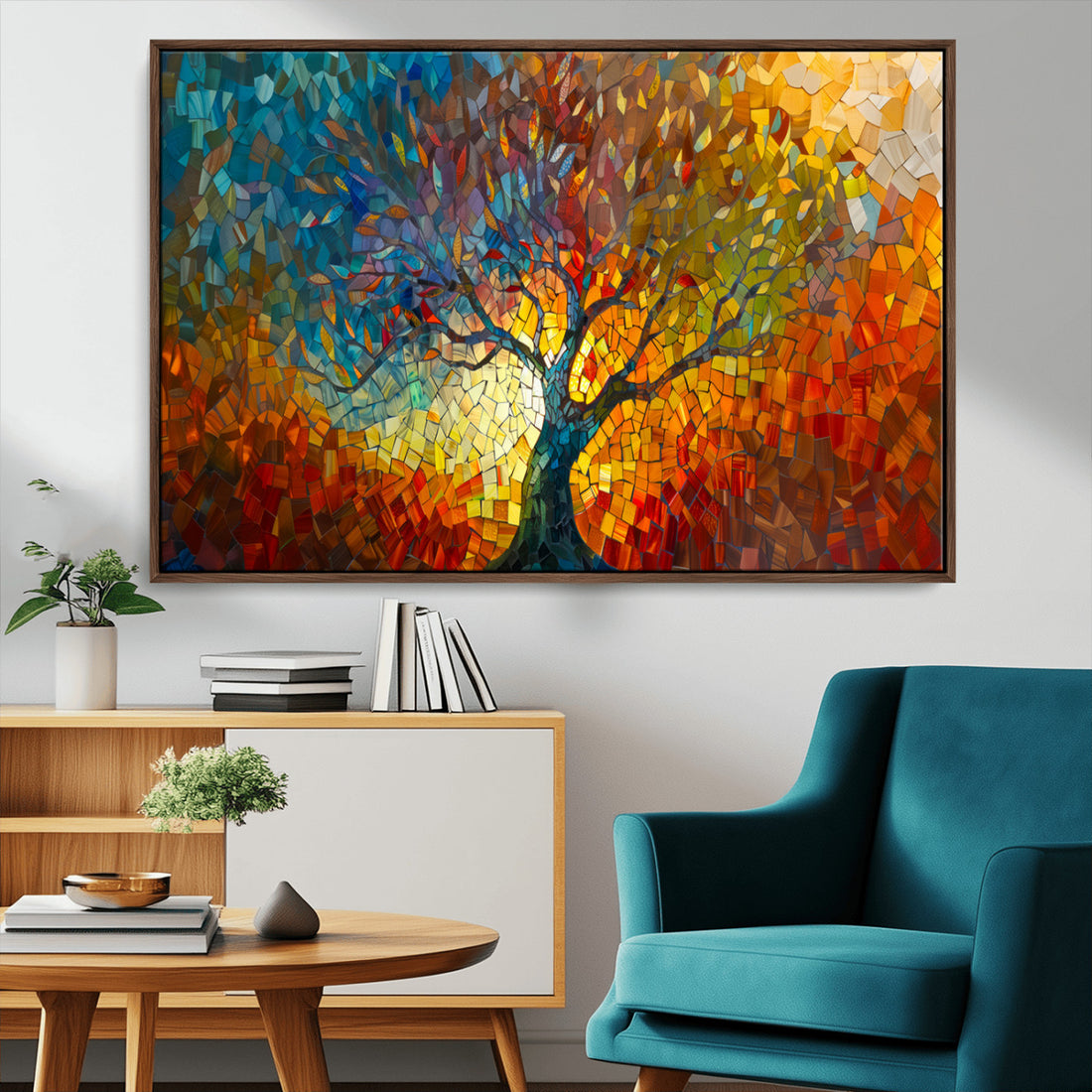 Yggdrasil Tree of Life Mosaic Stained Glass Wall Art, Tree of Life Mosaic Canvas Print