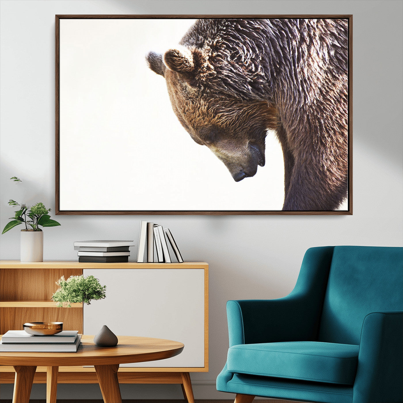 Majestic Bear Portrait - Capture the raw beauty of a bear in a detailed close-up, perfect for your Wall Art Canvas Print collection