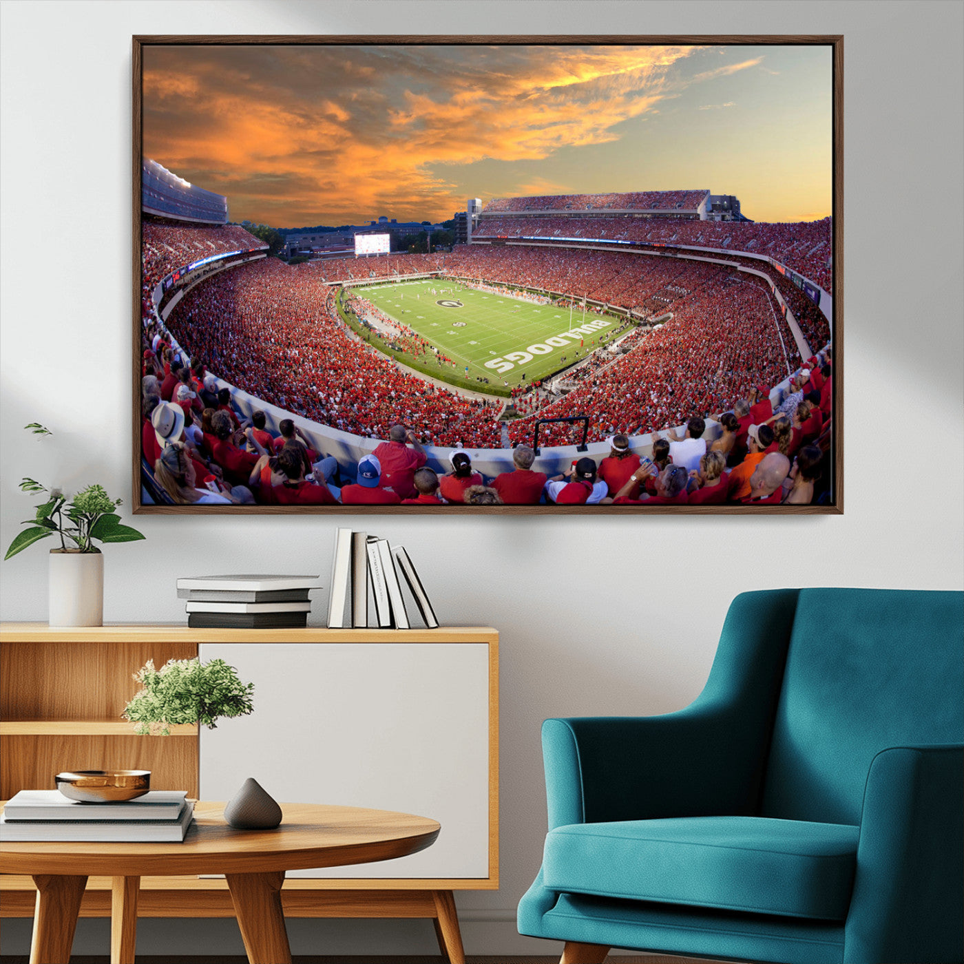 73680988-MGV-FC-36X24-Dooley Stadium Wall Art Print, Sports Arena Canvas Wall Art, Dooley Field at Sanford Stadium Canvas Print, Modern Athletic Field Art Printing