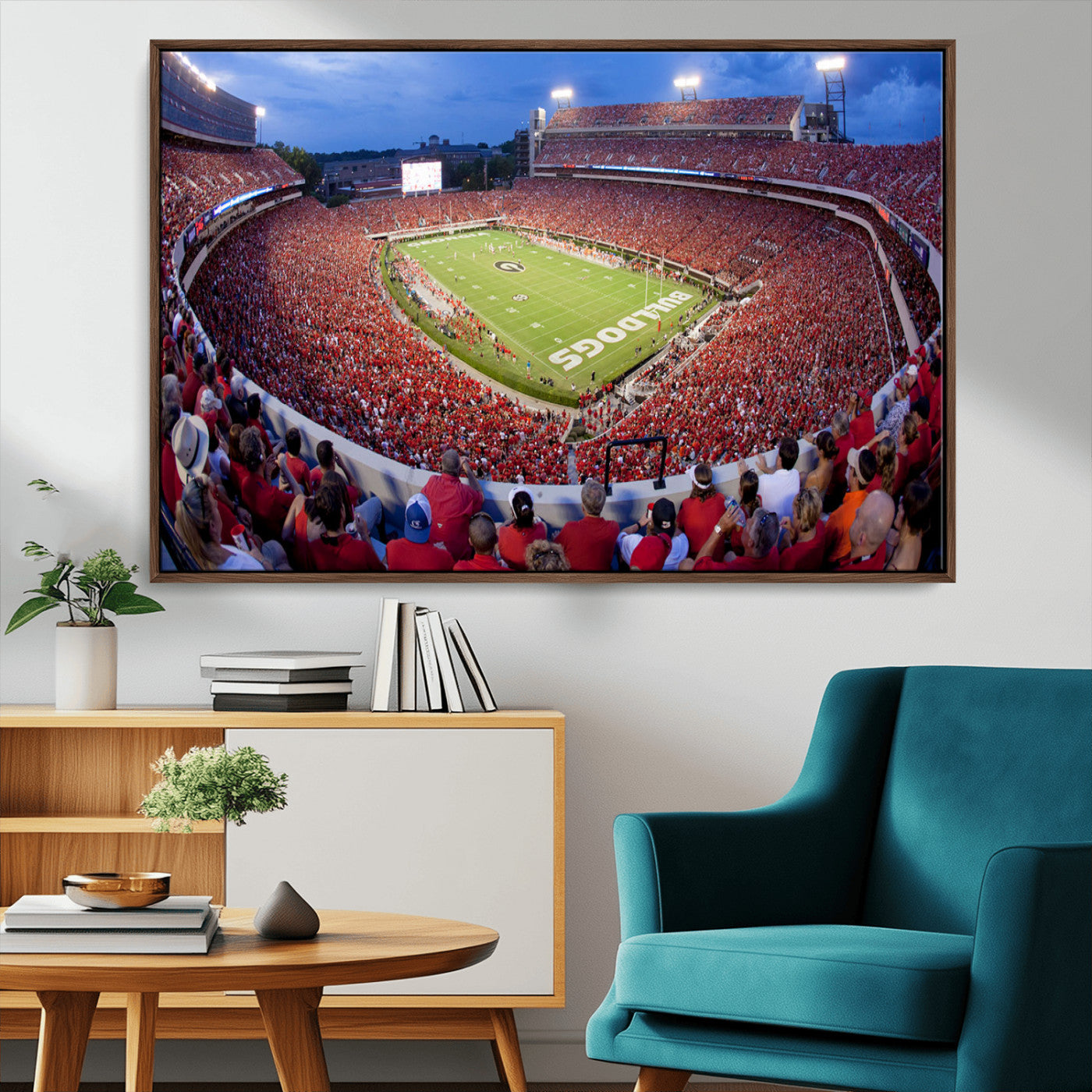 10244378-MGV-FC-36X24-Dooley Stadium Wall Art Print, Sports Arena Canvas Wall Art, Dooley Field at Sanford Stadium Canvas Print, Modern Athletic Field Art Printing