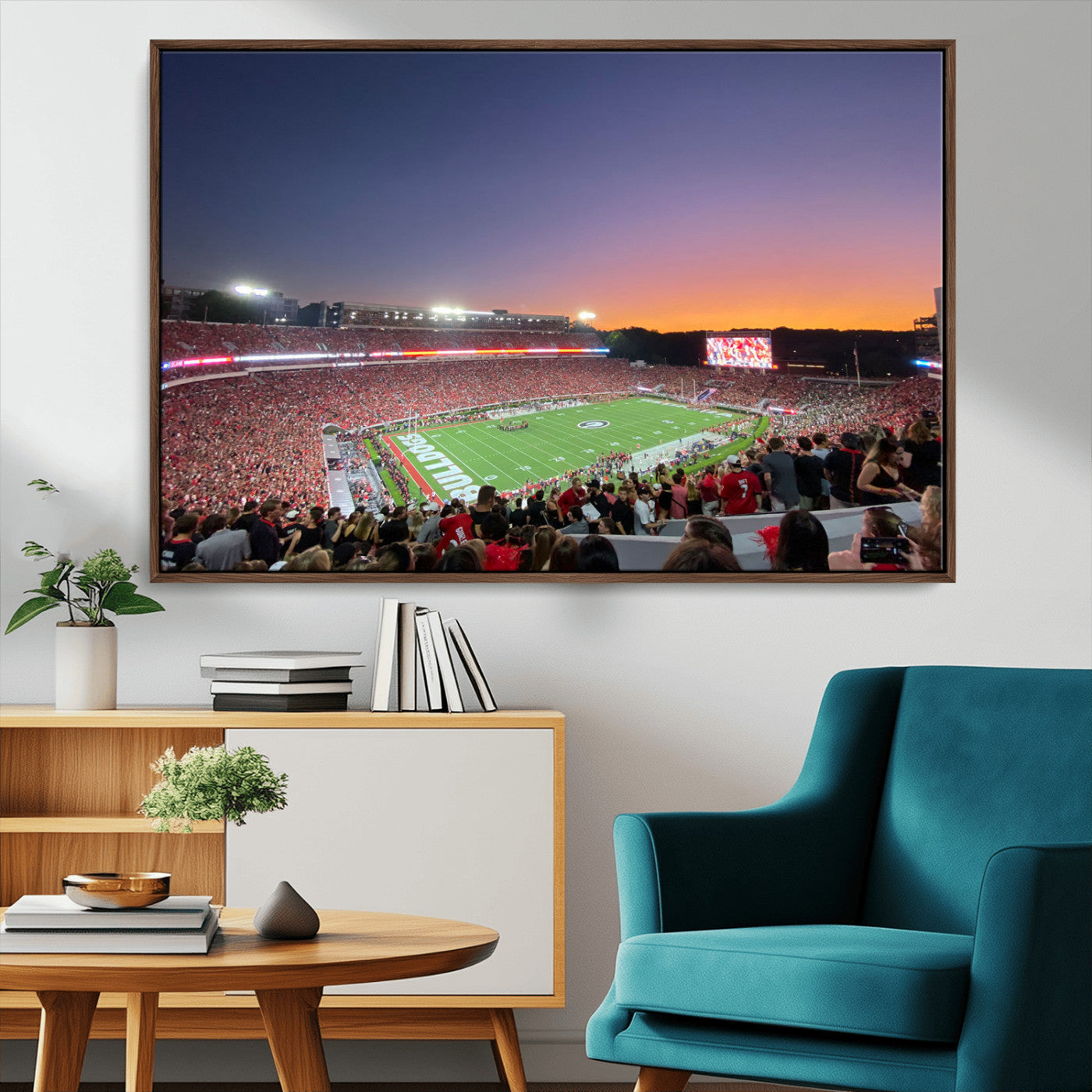 25139565-MGV-FC-36X24-Dooley Stadium Wall Art Print, Sports Arena Canvas Wall Art, Dooley Field at Sanford Stadium Canvas Print, Modern Athletic Field Art Printing