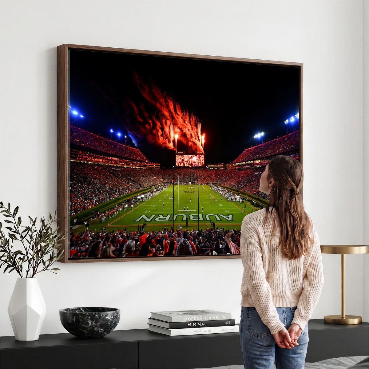 59046876-MGV-CV-36X24 - Jordan-Hare Football Stadium Wall Art Canvas Print, Football Stadium Aerial View