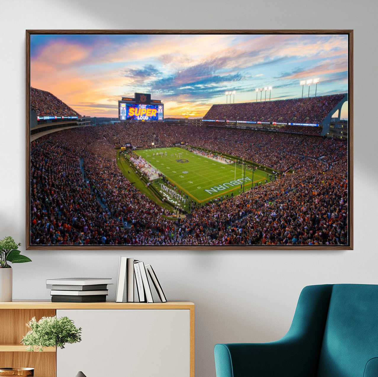 29755746-MGV-CV-36X24-Jordan-Hare Stadium Wall Art Canvas Print, Football Stadium Aerial View, College Sports Art for Man Cave or Game Room