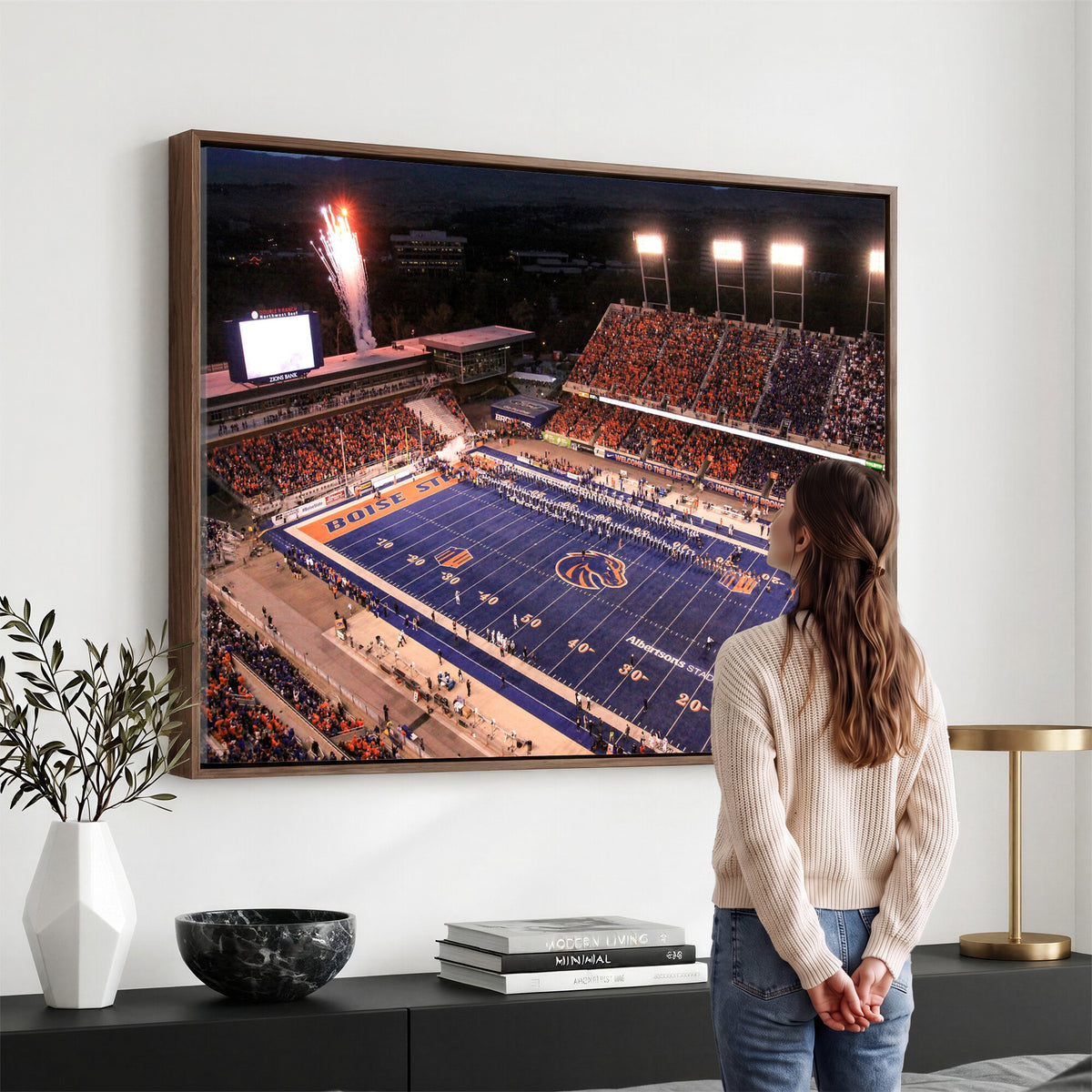 BS1001S-MGV-CV-36X24 - Boise State Broncos Albertsons Stadium Wall Art Canvas Print