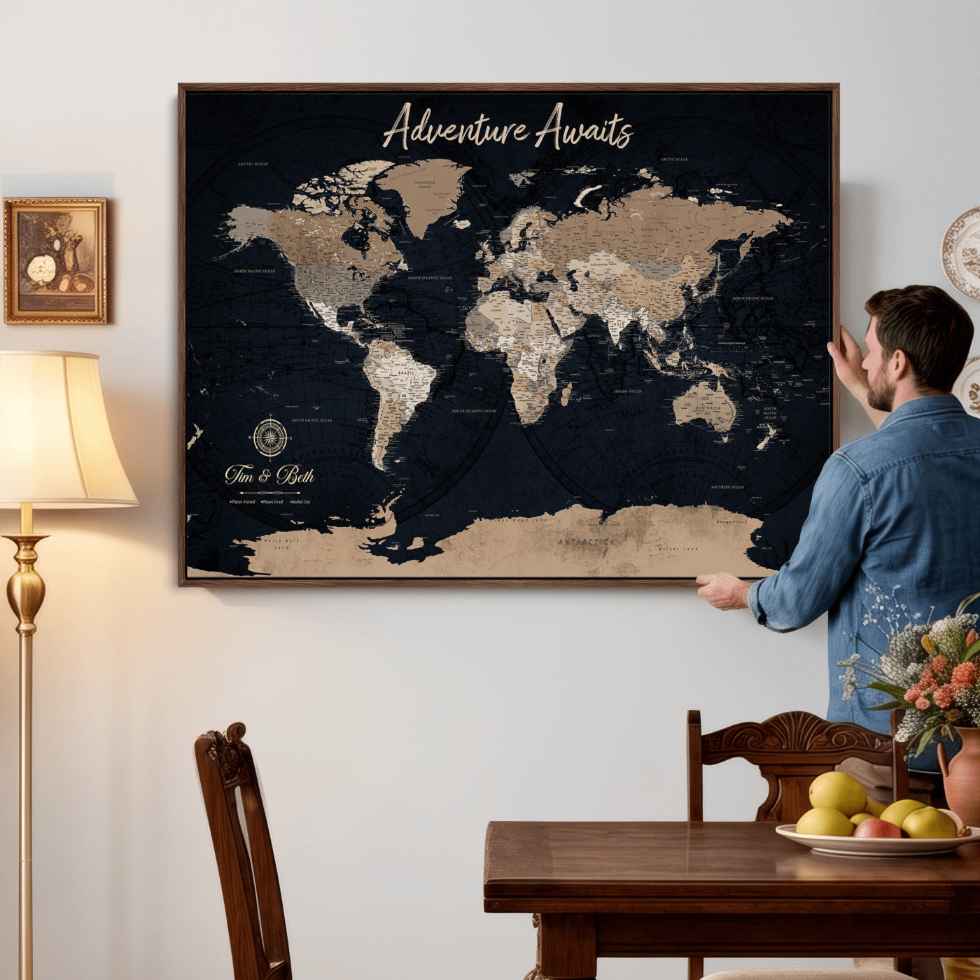 26996346-MGV-FC-36X24 - Personalized Push Pin World Map Wall Art Canvas Print with Pins – Customize  Travel Tracker Map for Home and Office Décor