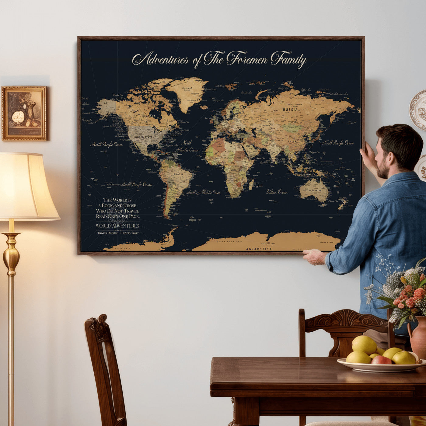 79740262-MGV-FC-36X24 - Personalized Push Pin World Map Wall Art Canvas Print with Pins – Customize  Travel Tracker Map for Home and Office Décor