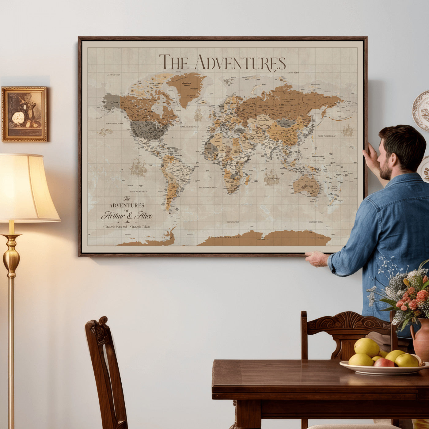 57738274-MGV-CV-36X24 - Custom Push Pin World Map Wall Art Canvas Print – Personalized Travel Tracker - NEWMAP-10