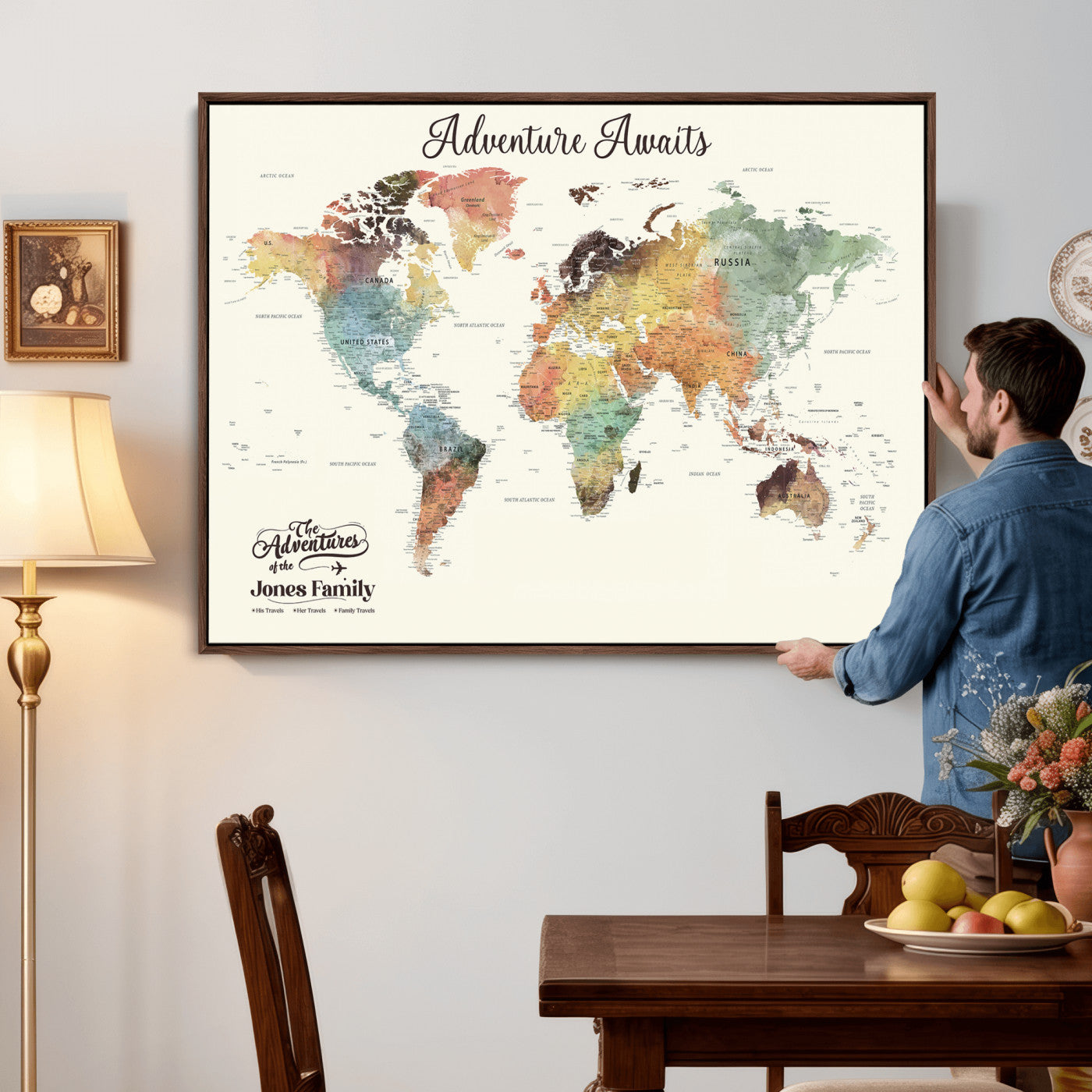 73360781-MGV-CV-36X24 - Custom Push Pin World Map Wall Art Canvas Print – Personalized Travel Tracker - NEWMAP-7