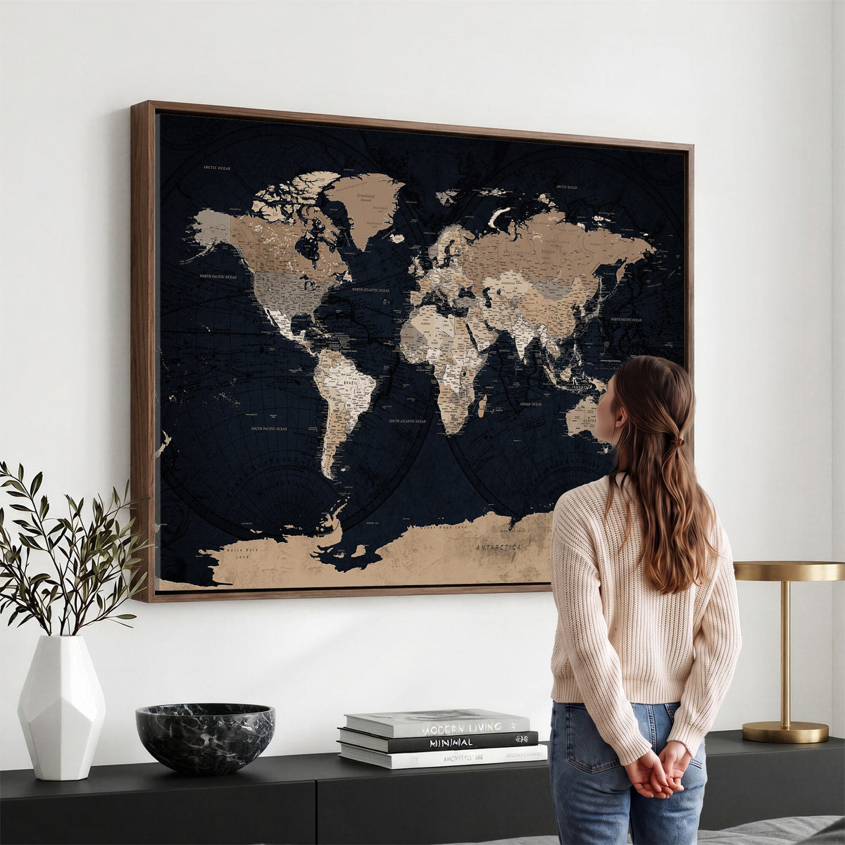 25812727-MGV-CV-36X24 - Grunge Wall Art World Map Canvas Print