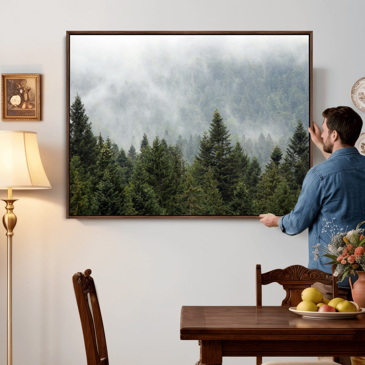 37010054-MGV-CV-36X24 - Misty Mountain Forest Wall Art Canvas Print