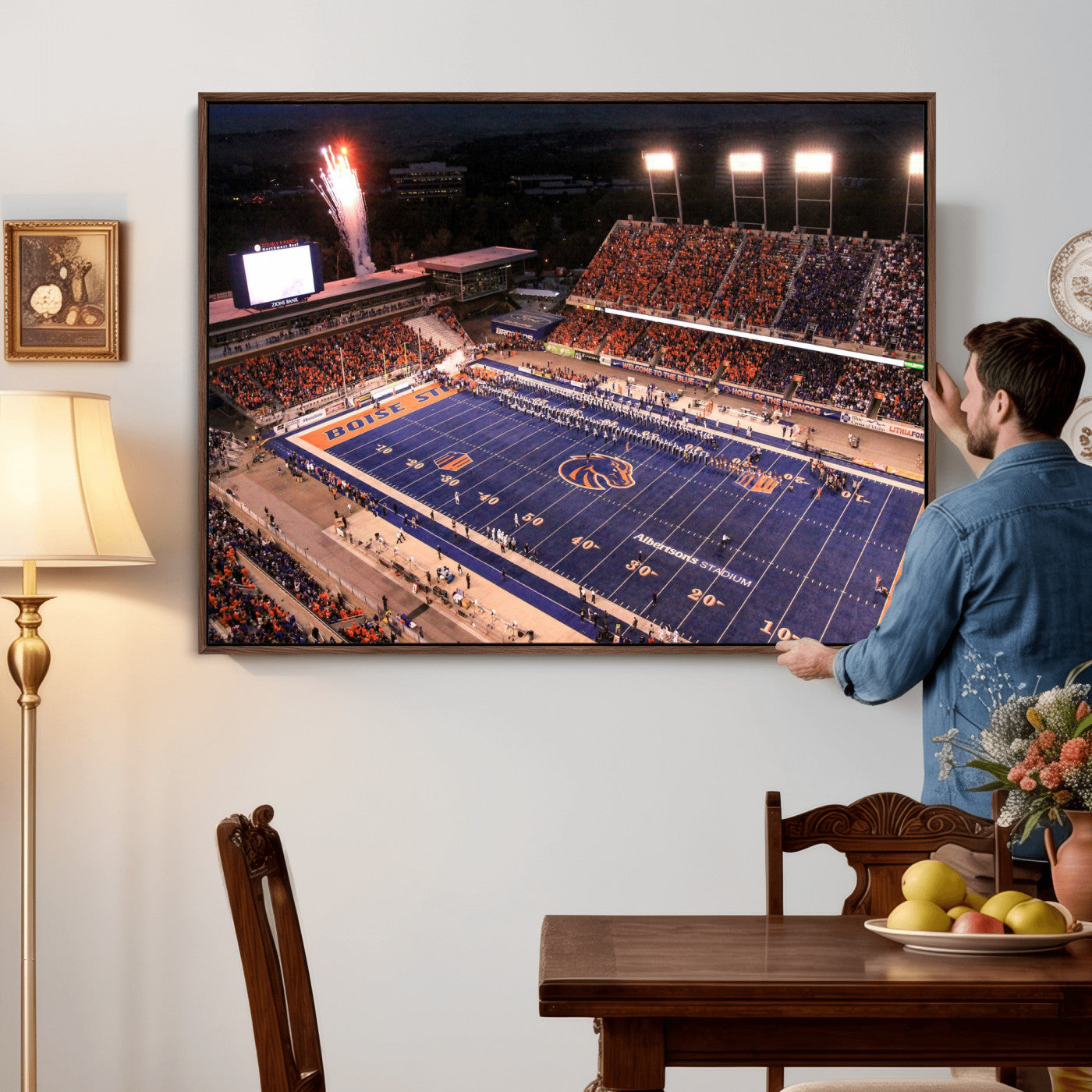 58849575-MGV-CV-36X24 - Boise State Stadium Large Wall Art Canvas Print for Living Room Office Wall Decor
