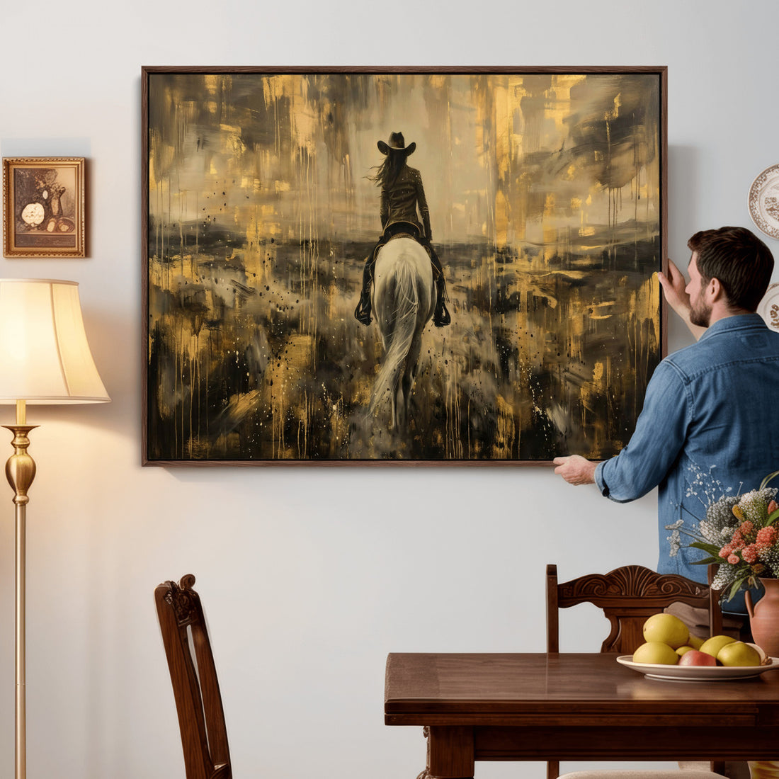 Cowgirl Wall Art Canvas Print, Western Horse Rider Wall Art