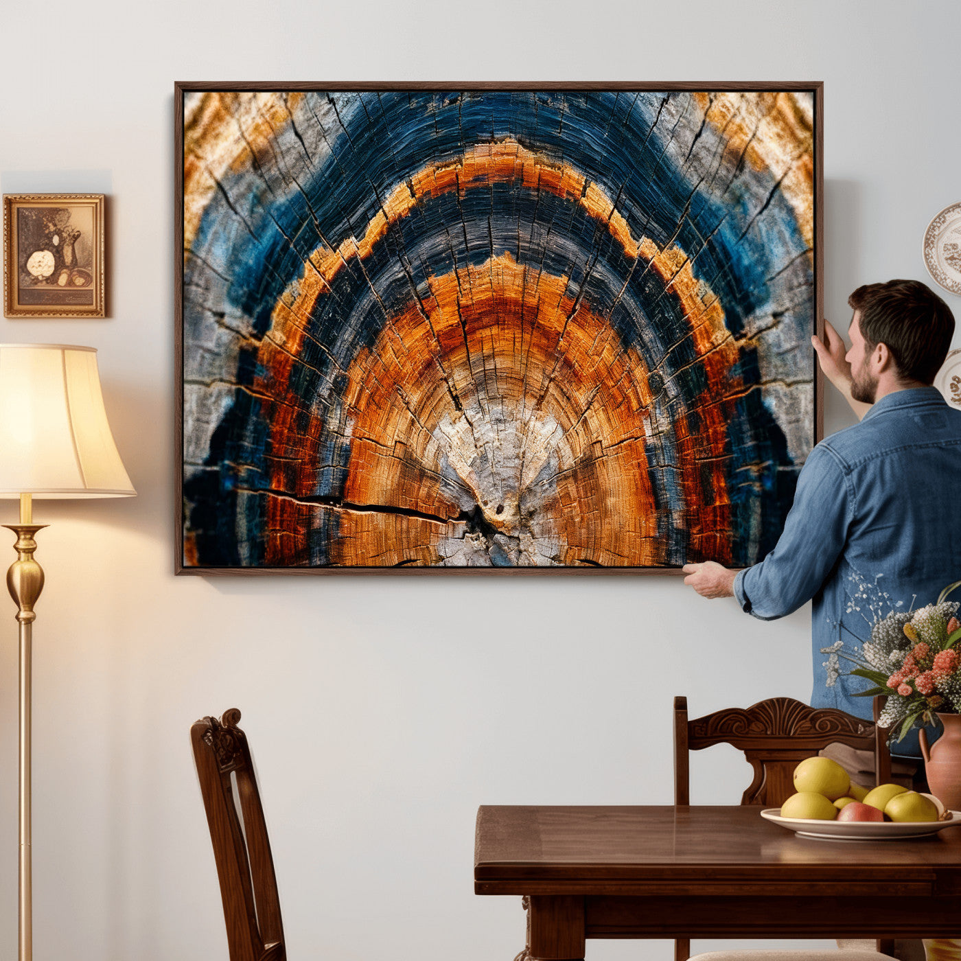 92693966N-MGV-CV-36X24 - Abstract Wood Grain Canvas Print, Tree Ring Pattern Wall Art, Framed Canvas Ready to Hang