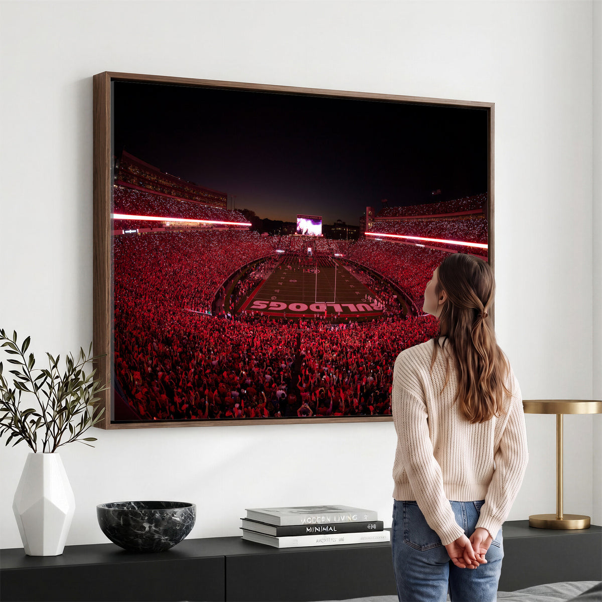 76277124-MGV-CV-36X24 - Sanford Stadium Wall Art Canvas Print – Georgia Bulldogs Football Artwork Print for Home, Office, and Sports Room Decor