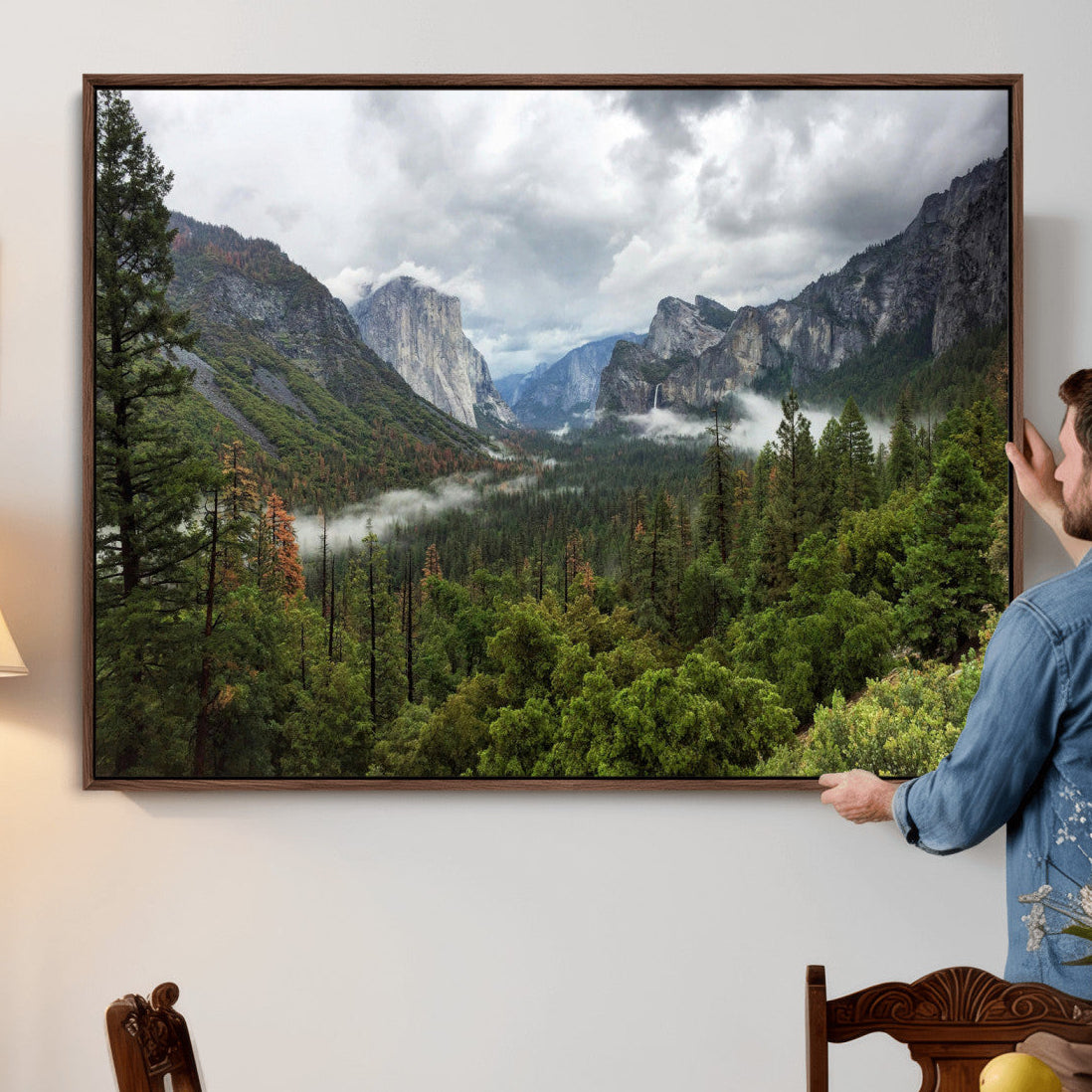 46168759-MGV-CV-36X24 - Yosemite Valley Wall Art Canvas Print, El Capitan Mountain Landscape Nature Wall Decor