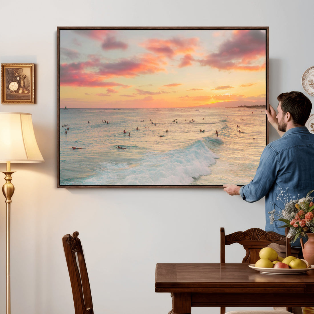 Sunset Beach Wall Art Canvas Print | Soft Coastal Photography