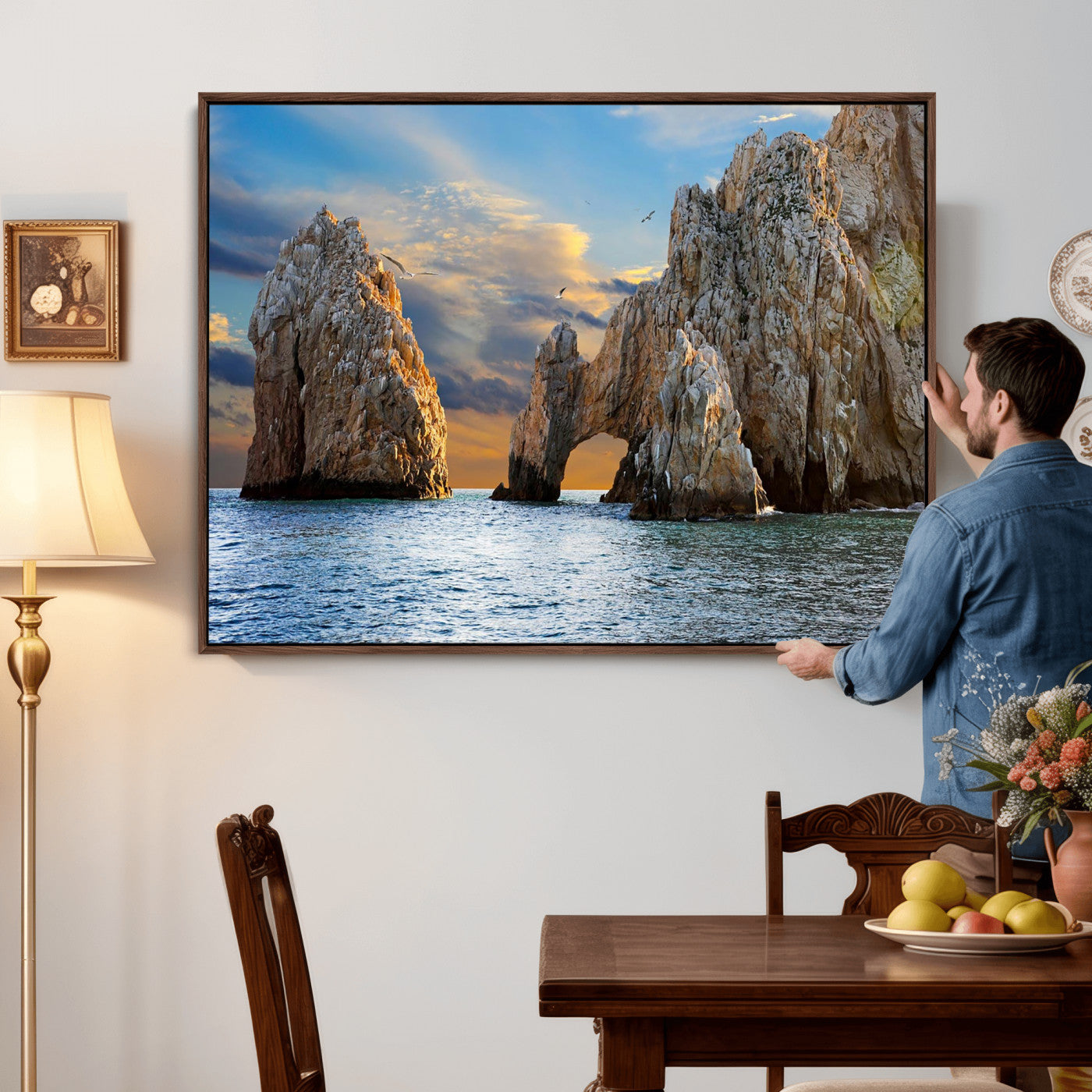63505689-MGV-CV-36X24 - El Arco Cabo San Lucas Ocean Arch Wall Art Canvas Print, Baja California Rock Arch Seascape Canvas Print, Mexico Coastal Landmark Scenic Art Printing