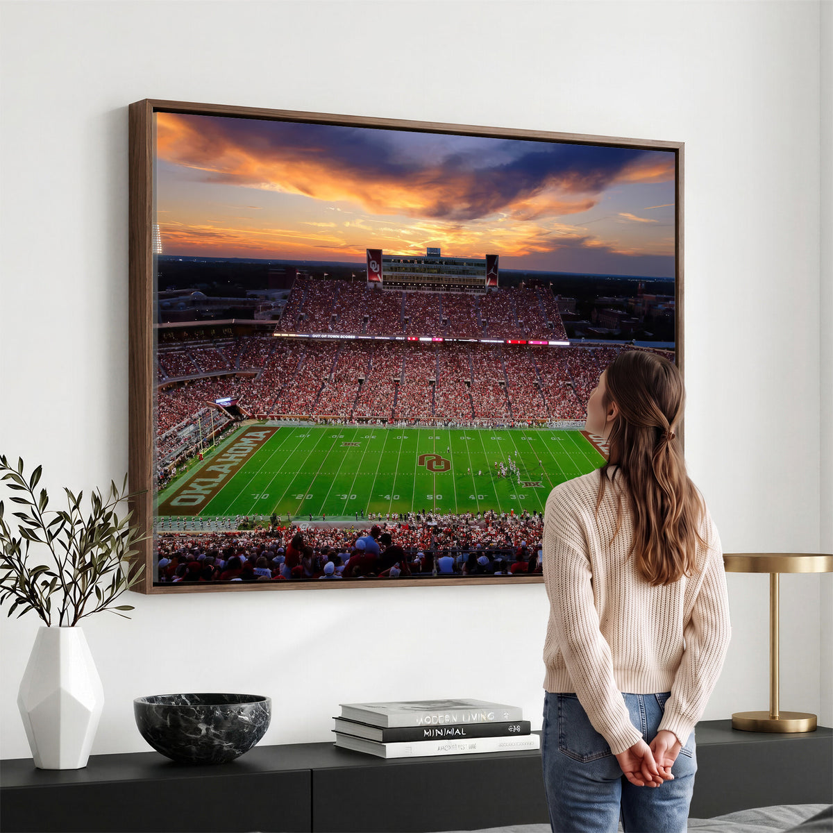 51457497-MGV-CV-36X24 - Oklahoma Sooners Stadium Wall Art Canvas Print, College Football Decor