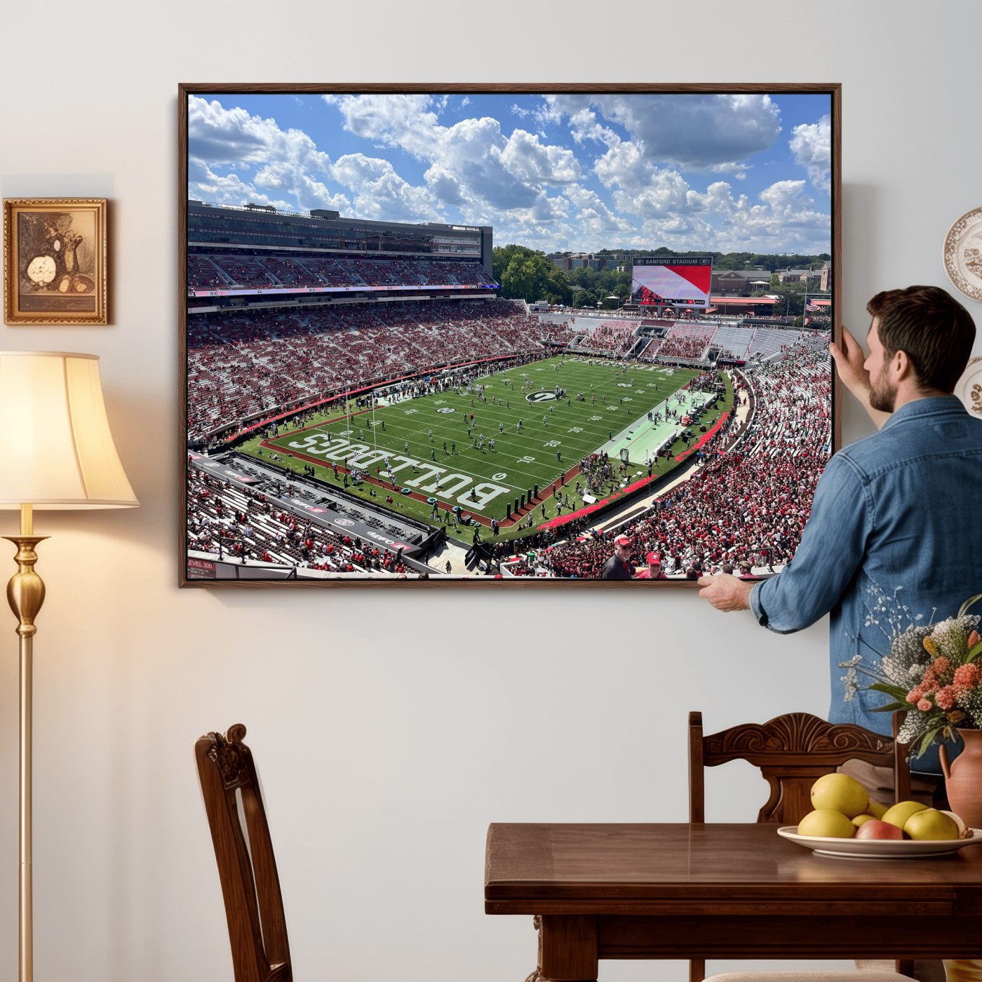 10665453-MGV-CV-36X24 - Georgia Bulldogs Stadium Wall Art Canvas Print, Sanford Stadium Football Field Panorama, College Football Game Day Wall Decor