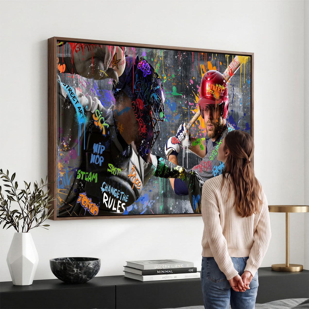 19634994-MGV-CV-36X24 - Graffiti Baseball Player Street Art Wall Art Canvas Print