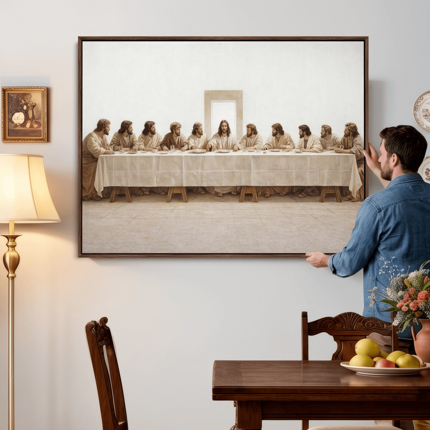 76380069-MGV-CV-36X24 - The Last Supper Wall Art Canvas Print, Jesus Christ Biblical Scene Canvas Print, Christian Religious Artwork for Church Living Room Decor