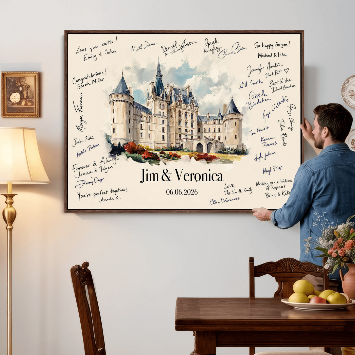 55883547-MGV-CV-36X24 - Wedding Guest Book Alternative Wall Art Canvas Print, Personalized Wedding Signature Poster, Custom Couple Photo Guestbook Canvas
