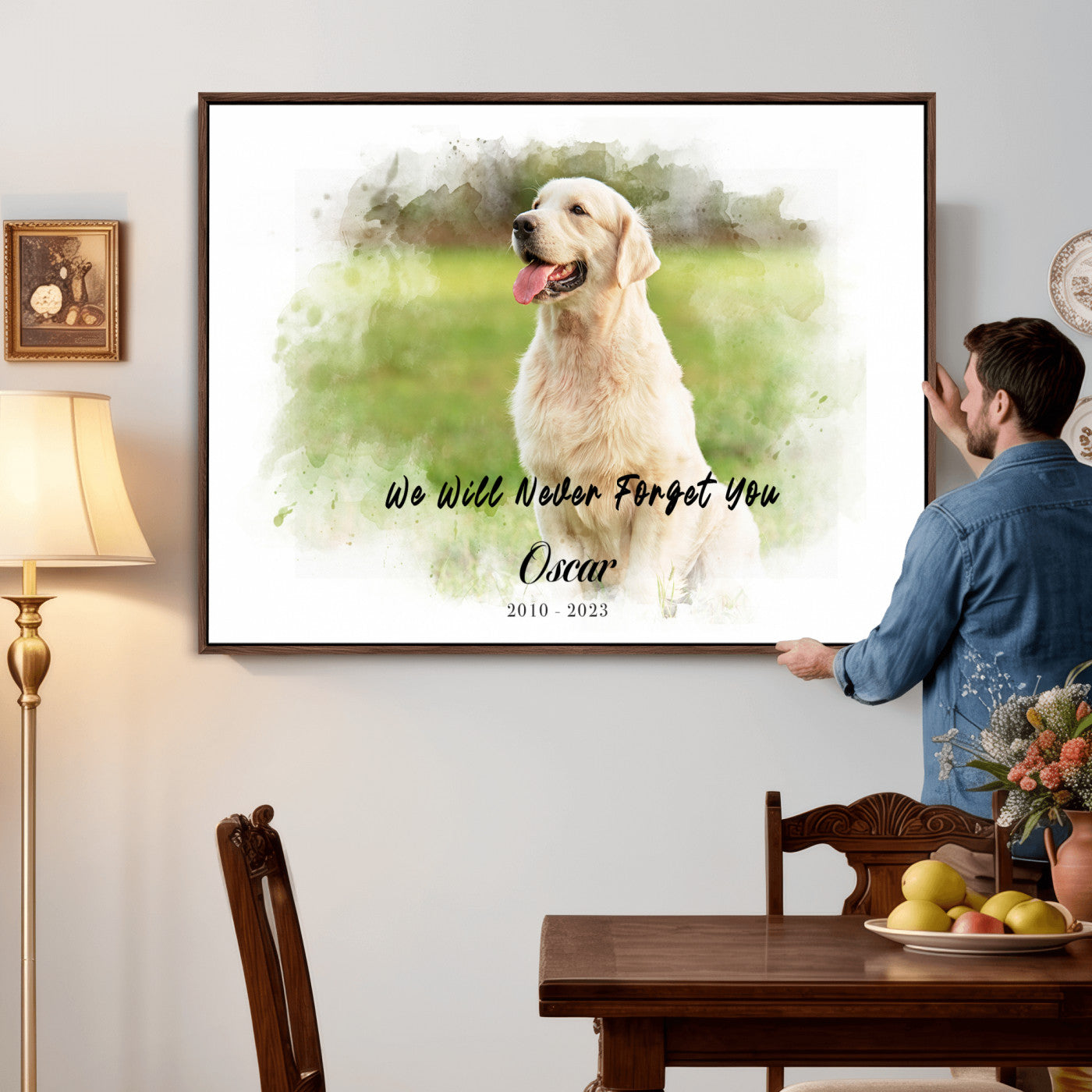 38460512-MGV-CV-36X24 - Abstract Pet Memorial Wall Art Canvas Print, Custom Dog Memorial Portrait, Personalized Angel Pet Loss Gift, Angel Wings Puppy Print