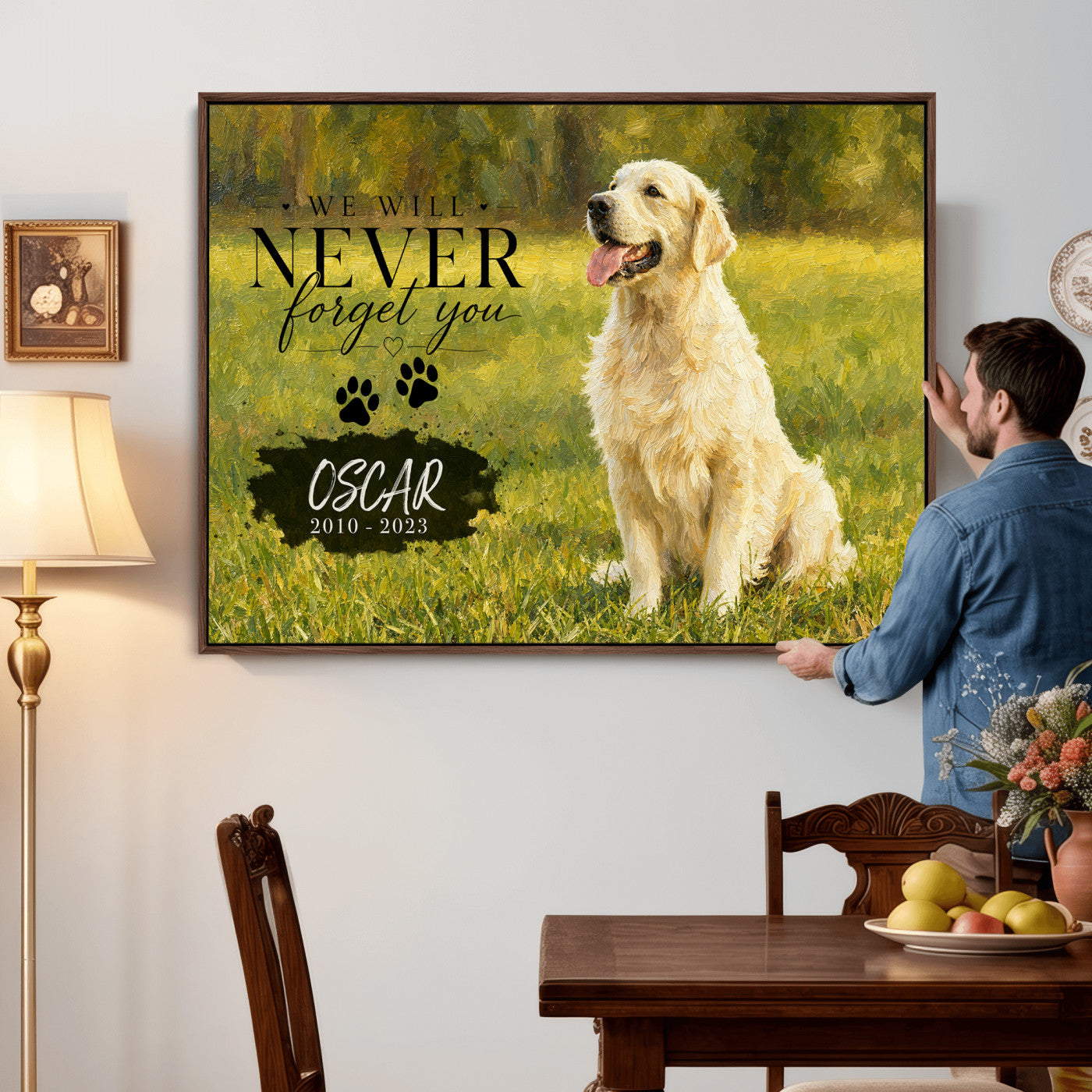 38460512P2-MGV-CV-36X24 - Pet Memorial Wall Art Canvas Print, Custom Dog Memorial Portrait, Personalized Angel Pet Loss Gift, Angel Wings Puppy Print