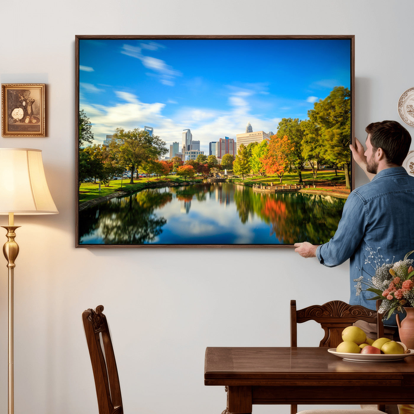 83254720-MGV-CV-36X24 - Charlotte Skyline Canvas Wall Art Print – North Carolina Cityscape Photography Print
