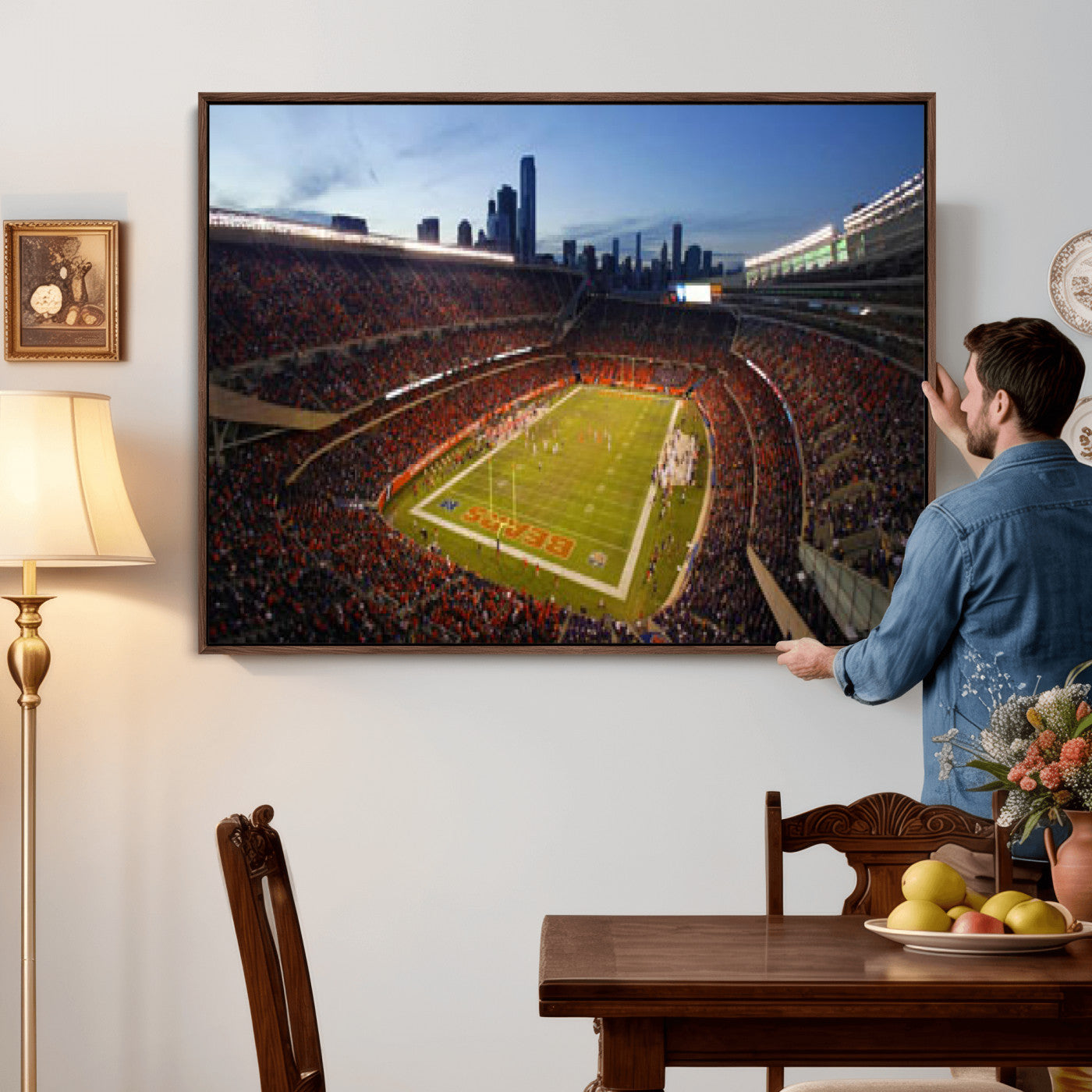 50691720-MGV-CV-36X24 - Chicago Bears Soldier Field Canvas Wall Art, NFL Stadium Panorama Print, Football Arena Photography for Sports Fans