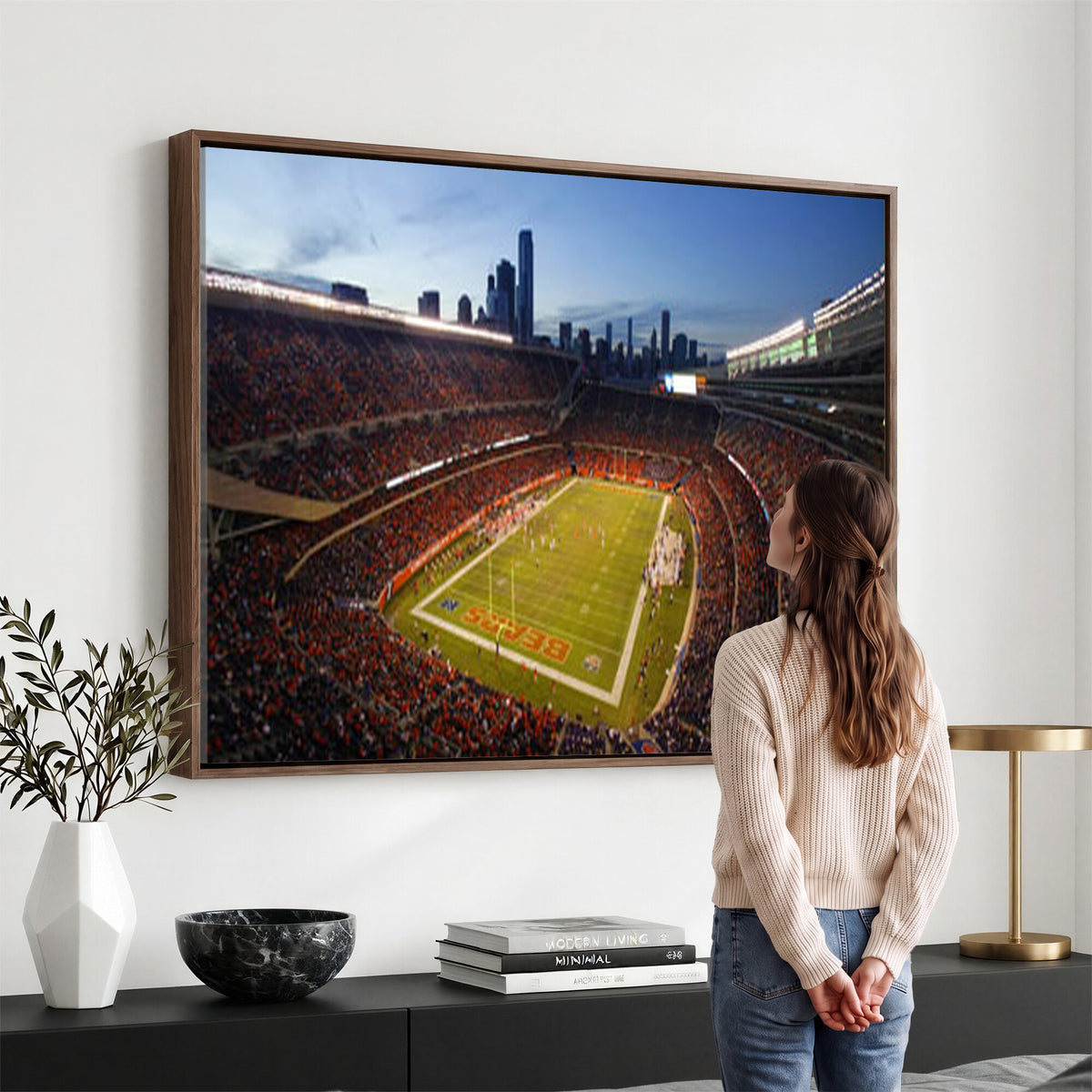 50691720-MGV-CV-36X24 - Chicago Bears Soldier Field Canvas Wall Art, NFL Stadium Panorama Print, Football Arena Photography for Sports Fans