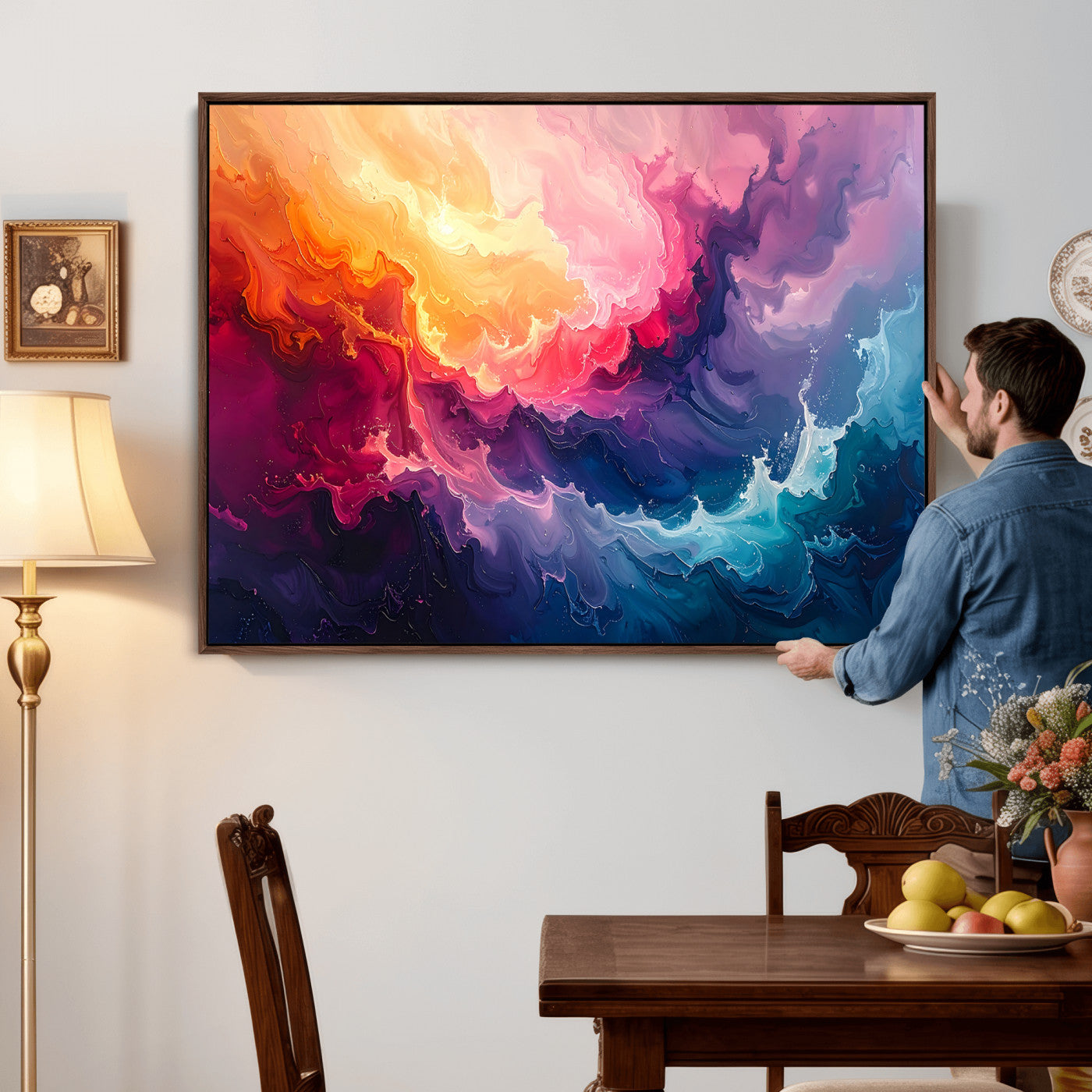 16157633-MGV-CV-36X24 - Colorful Abstract Canvas Wall Art Print, Vibrant Popup Color Art Print