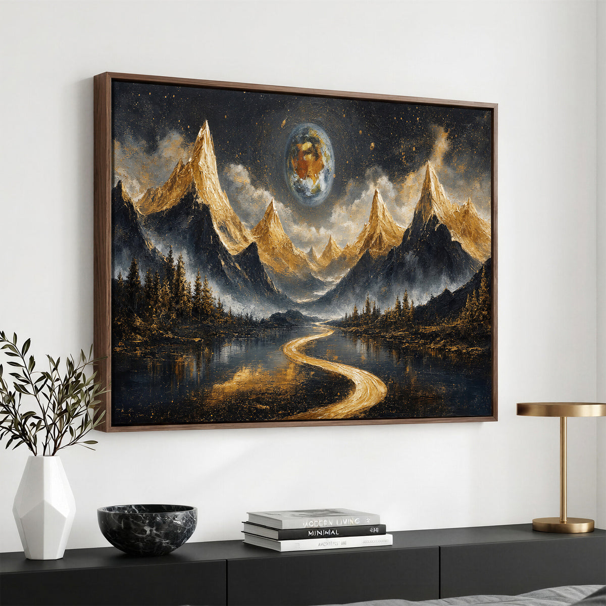 34202127-MGV-CV-36X24 - Abstract Mountain Wall Art Canvas Print Modern Landscape Painting Print