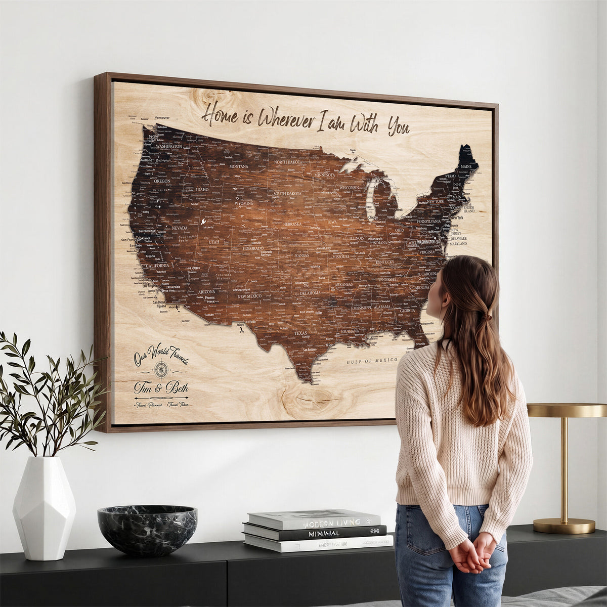 16274332-_Poster-30x20 - Personalized USA Push Pin Travel Map Canvas for Adventure Wall Decor