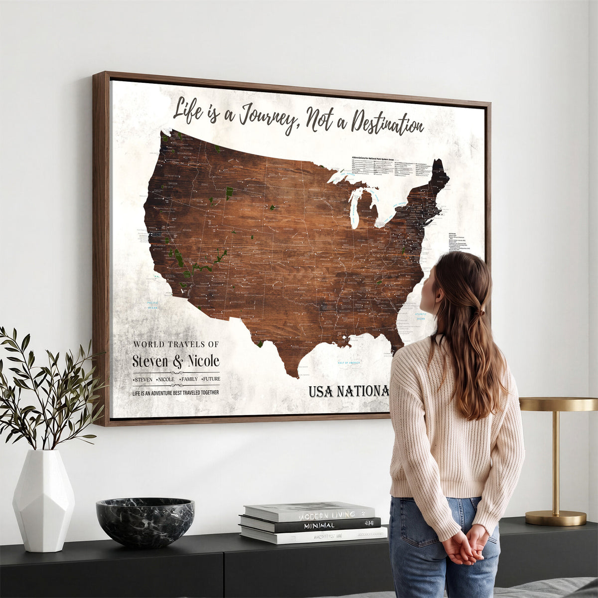 24049800-MGV-CV-36X24 - Personalized USA National Park Push Pin Travel Map Canvas Print