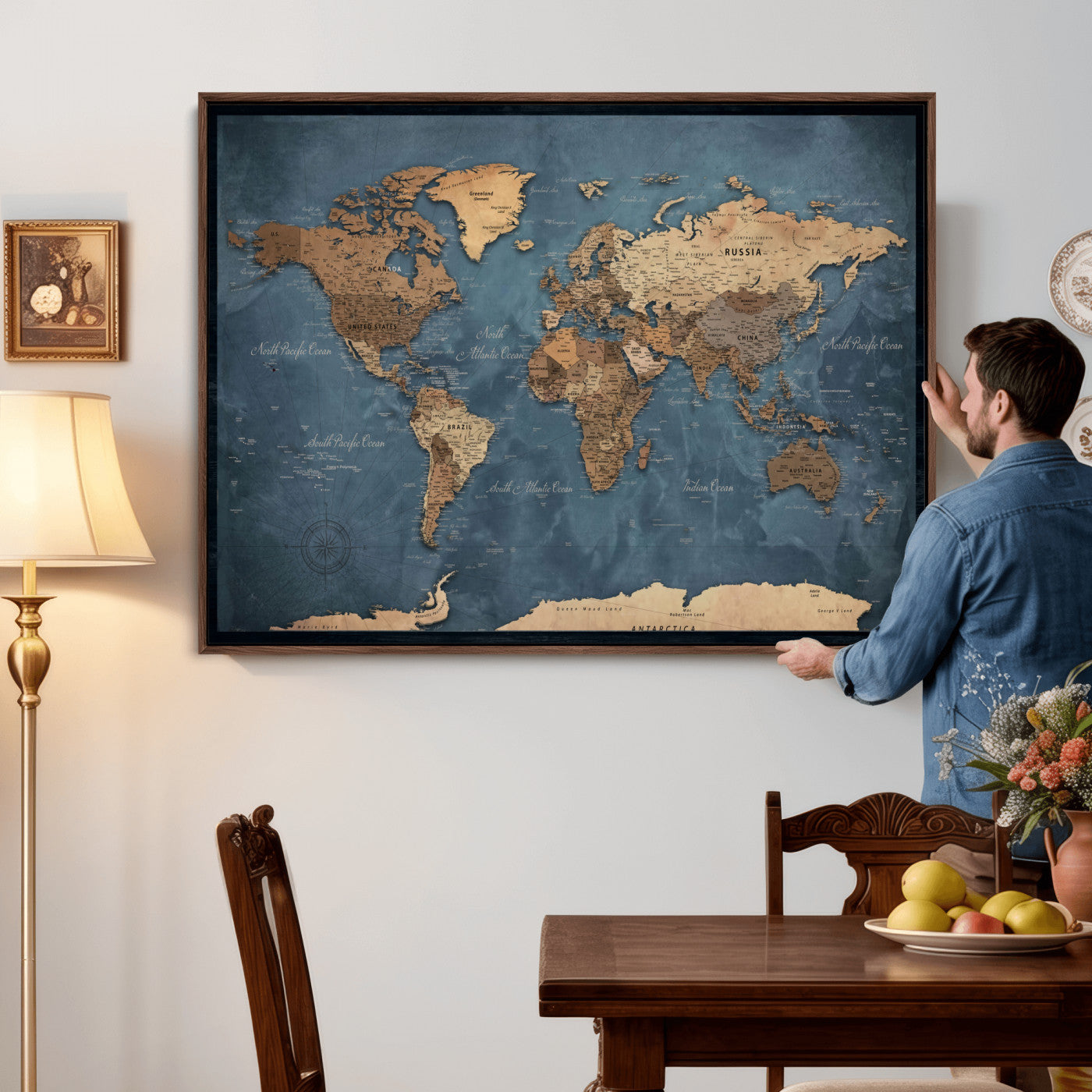 45826339-MGV-CV-36X24 - World Map Canvas Wall Art Canvas Print