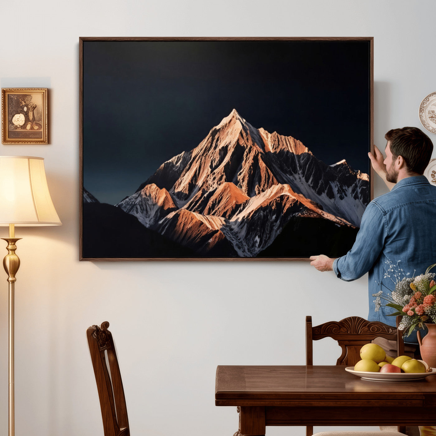10196184-MGV-CV-36X24 - Snow Mountain Wall Art Canvas Print for Living Room Decor