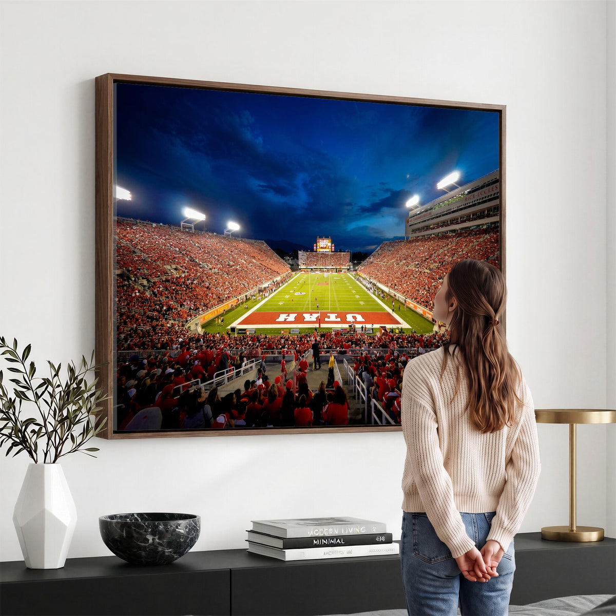74019251-MGV-CV-36X24 - Rice-Eccles Stadium Wall Art Canvas Print - Utah Salt Lake City Stadium Print
