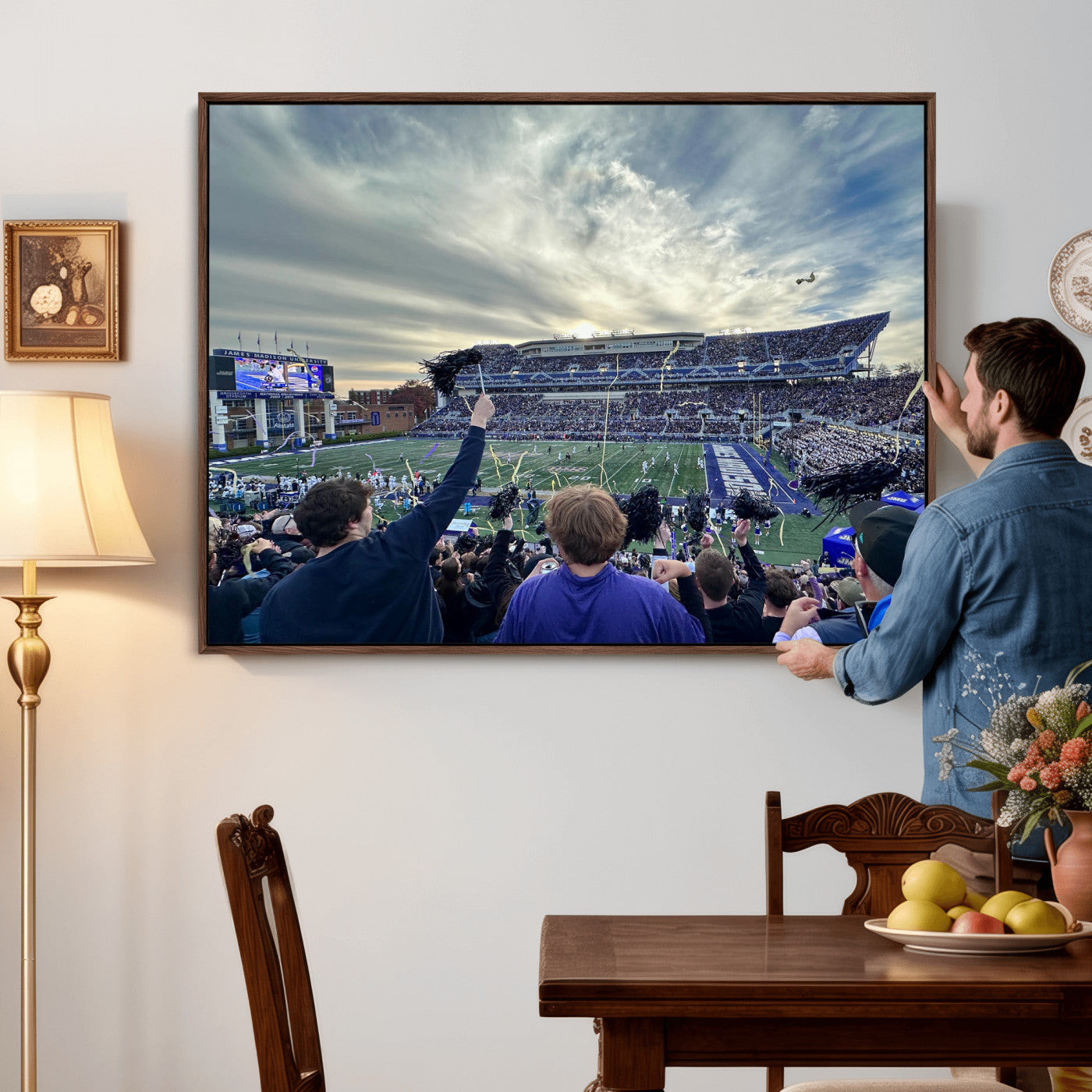 400867JMU-MGV-CV-36X24 - JMU Stadium Wall Art Canvas Print for Game Room Decor - James Madison University Stadium