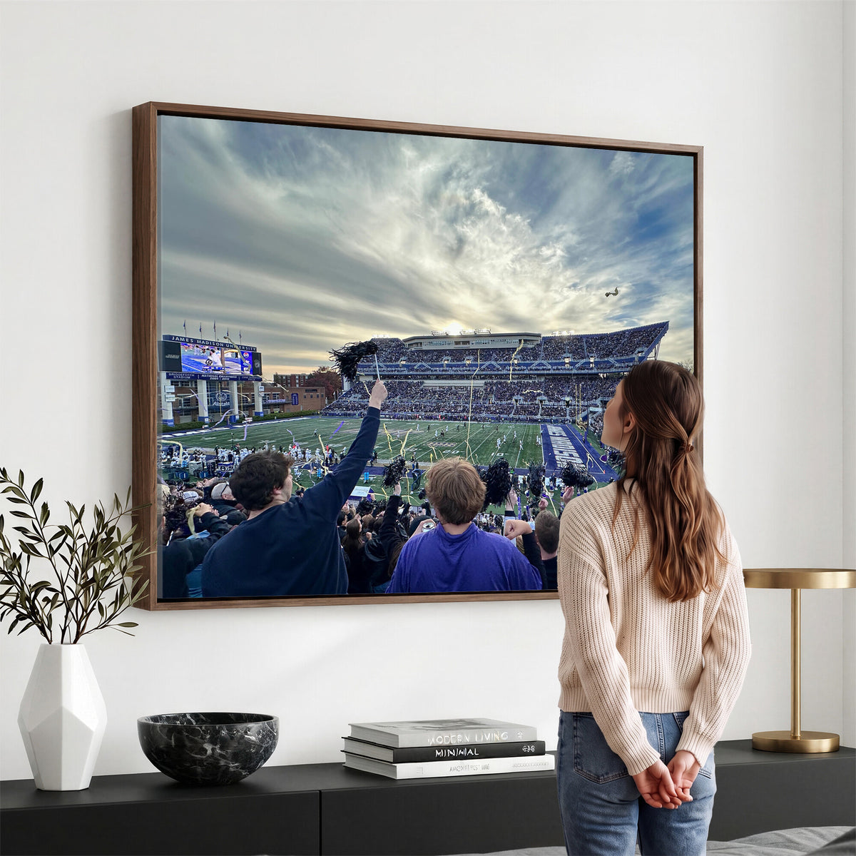 400867JMU-MGV-CV-36X24 - JMU Stadium Wall Art Canvas Print for Game Room Decor - James Madison University Stadium