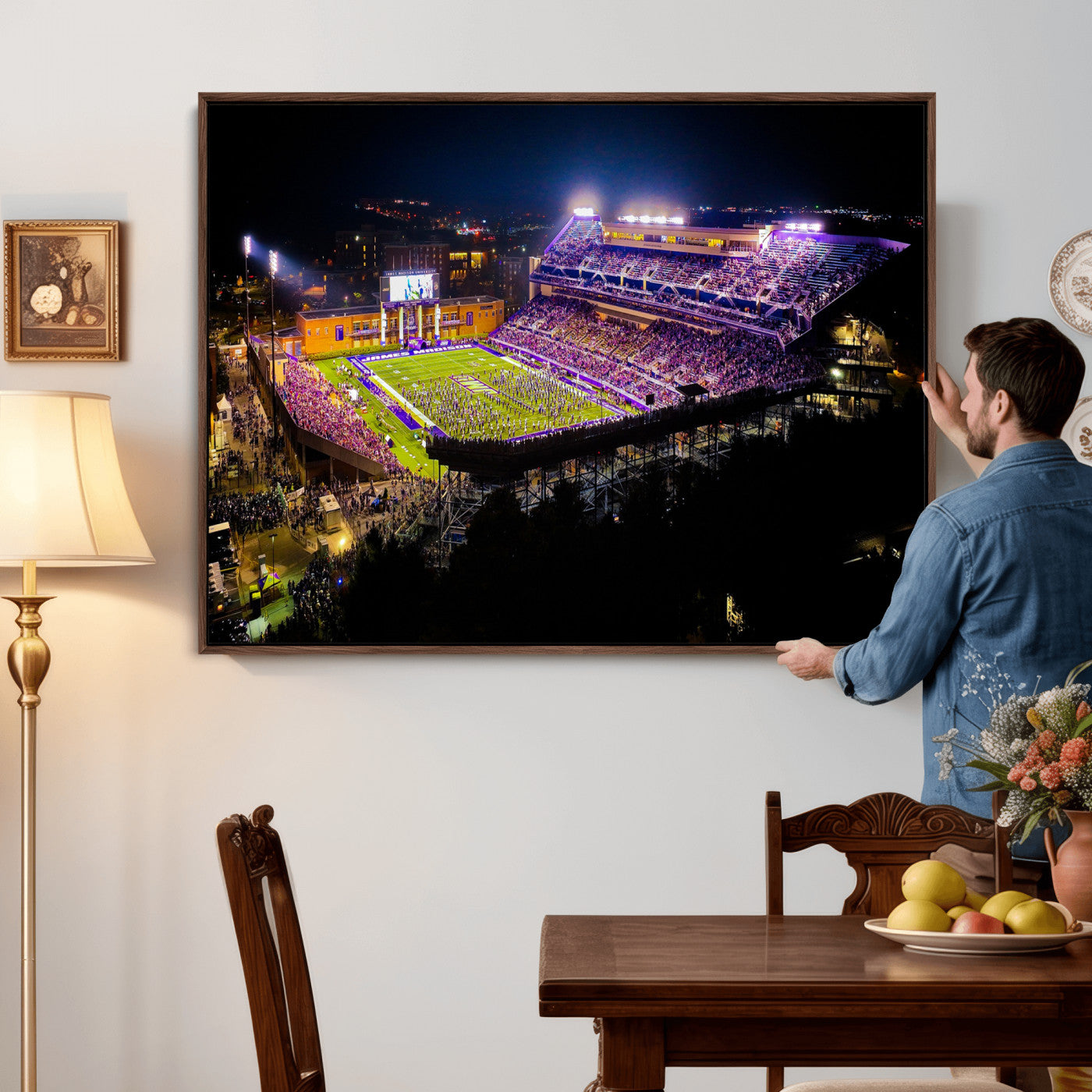 400867JMU2-MGV-CV-36X24 - JMU Stadium Wall Art Canvas Print for Game Room Decor - James Madison University Stadium
