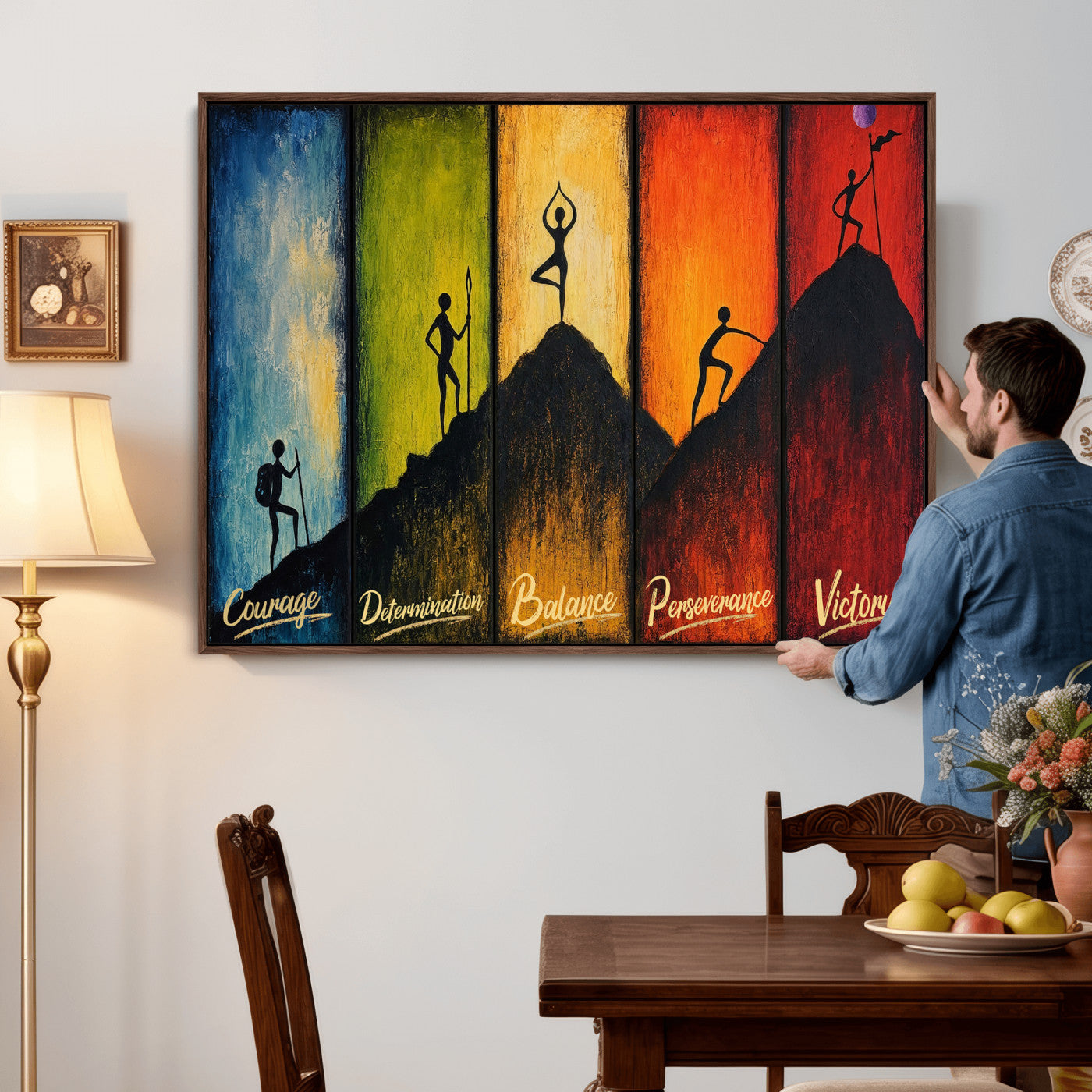 59418630-MGV-CV-36X24 - Success Journey Courage to Victory Wall Art Canvas Print - Motivational Office Decor