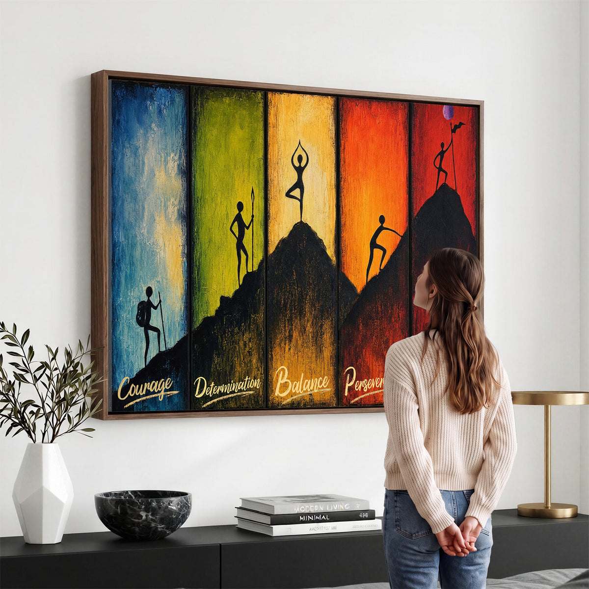 59418630-MGV-CV-36X24 - Success Journey Courage to Victory Wall Art Canvas Print - Motivational Office Decor