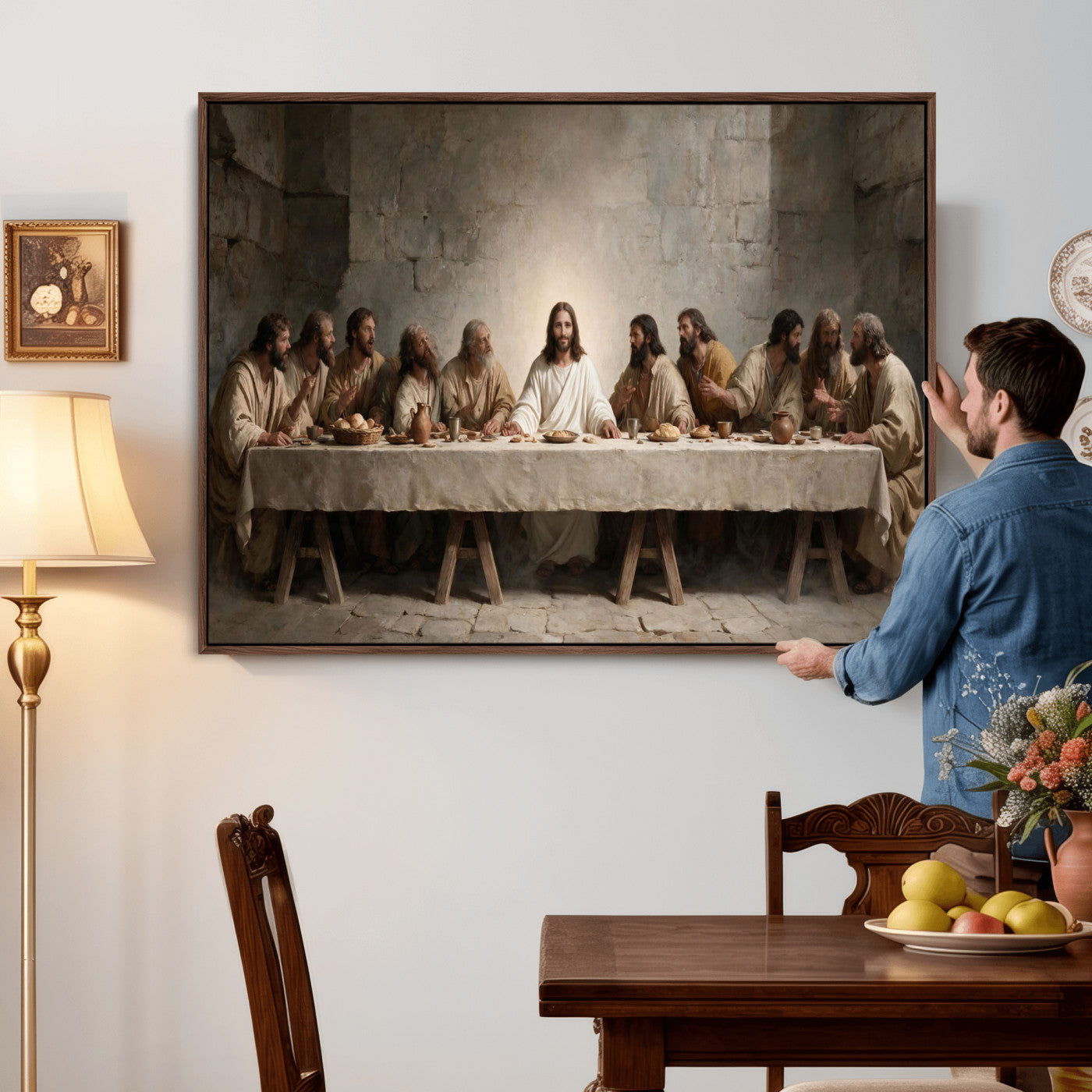 69633087-MGV-CV-36X24 - The Last Supper of Jesus Christ Wall Art Canvas Print - Classical Christian Faith Home Decor