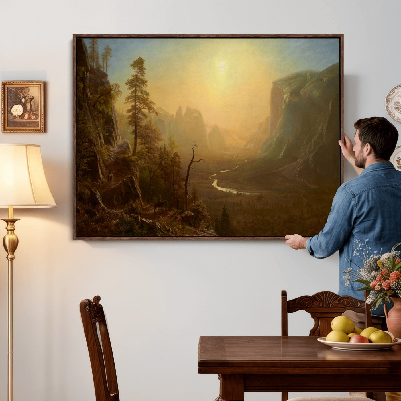 32350988-MGV-CV-36X24 - Albert Bierstadt Among the Sierra Nevada California Yosemite Wall Art Canvas Print, Classic Fine Art Painting Print