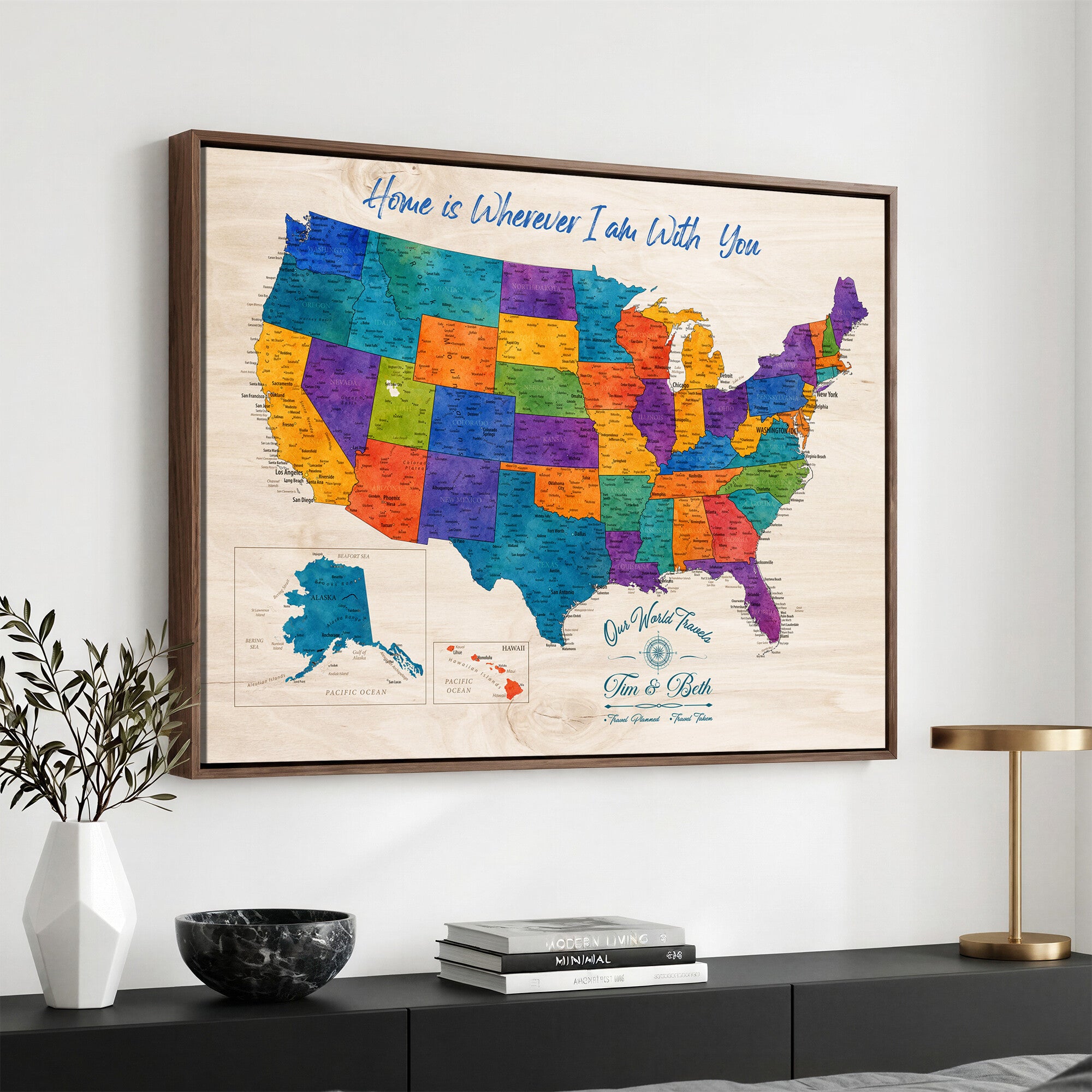 588510355-MGV-CV-36X24 - Personalized USA Push Pin Travel Map – Custom United States Map Wall Art
