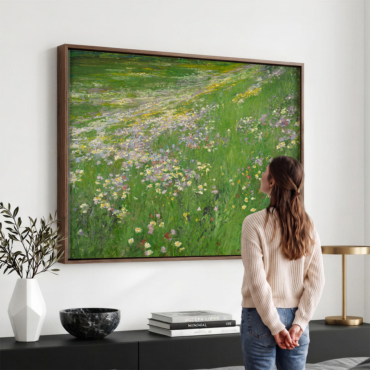 63535040-MGV-CV-36X24 - Alexander Koester Flower Meadow Canvas Wall Art, Vintage Landscape Print