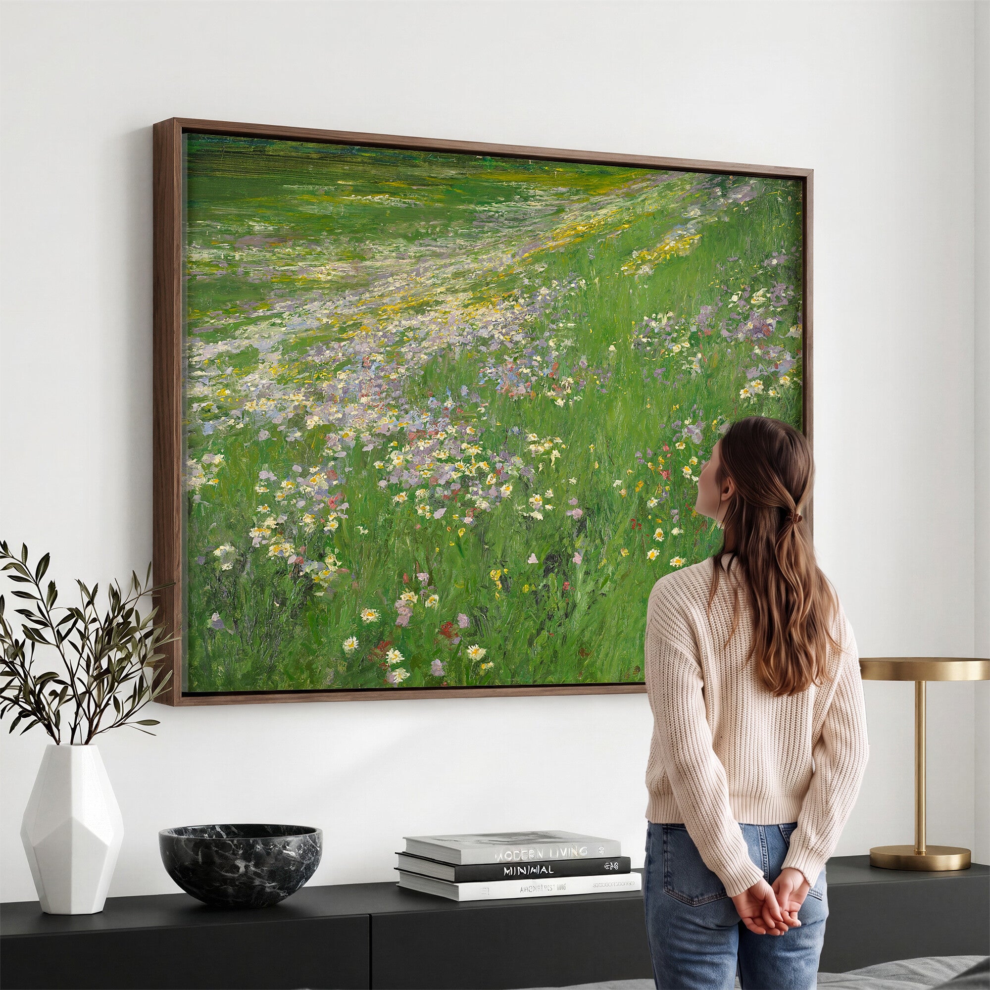 63535040-MGV-CV-36X24 - Alexander Koester Flower Meadow Canvas Wall Art, Vintage Landscape Print