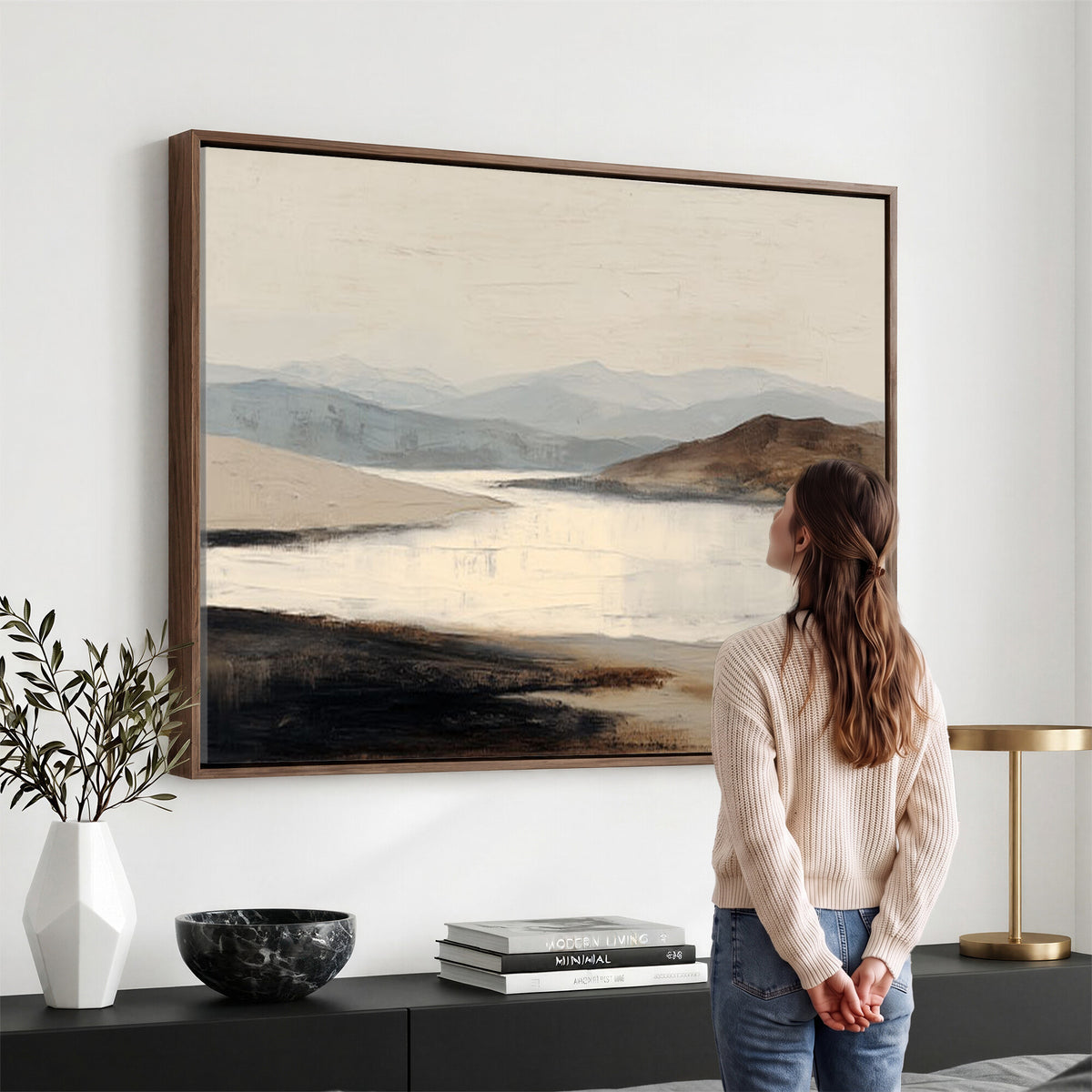 36873679-MGV-CV-36X24 - Modern Abstract Landscape Canvas Wall Art, Minimalist Nature Printing
